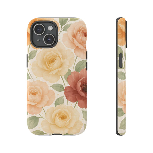 Vintage Rose Garden Phone Case – Soft Floral Print in Warm Neutrals