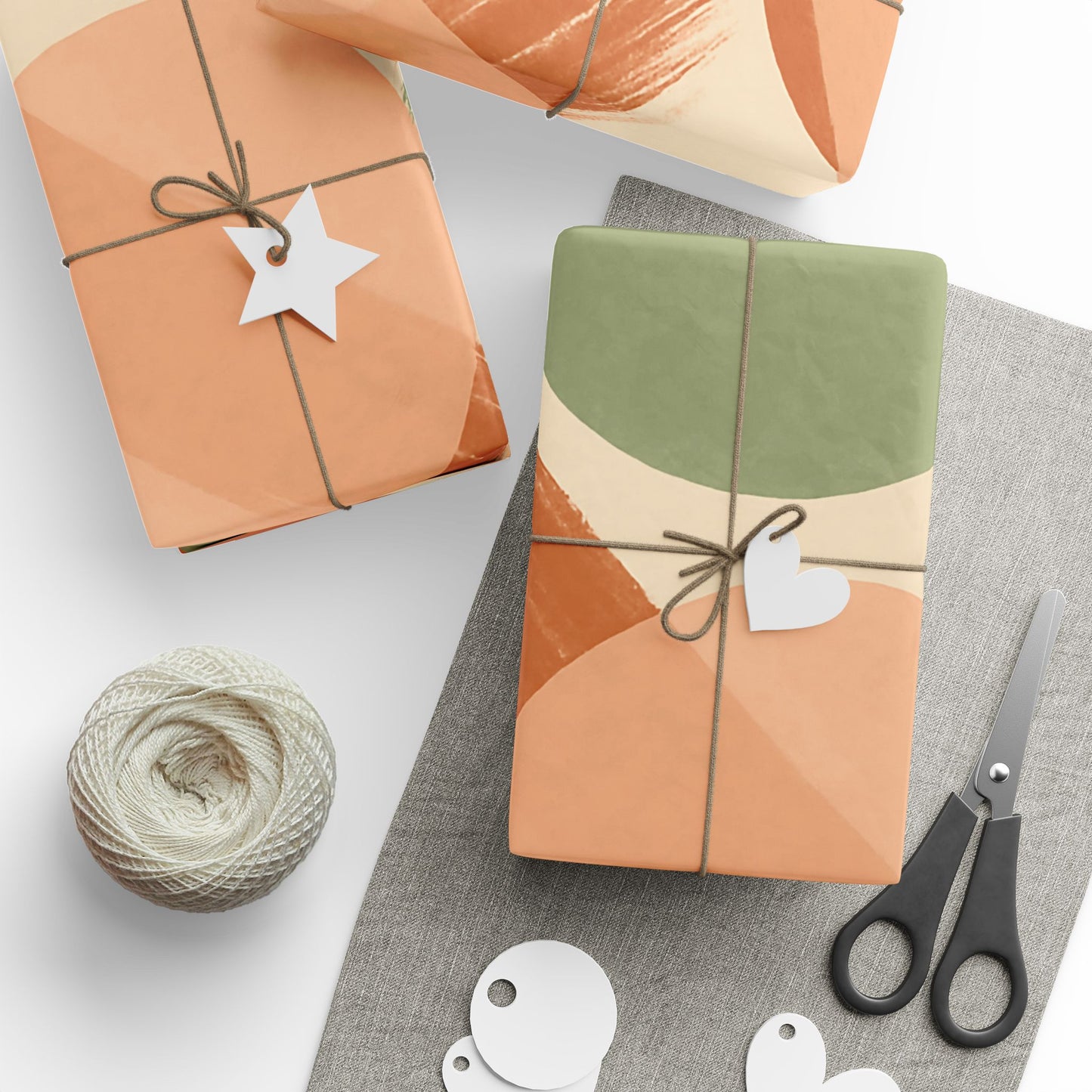 Modern Abstract Earth Tone Wrapping Paper – Terracotta, Sage & Peach Circles