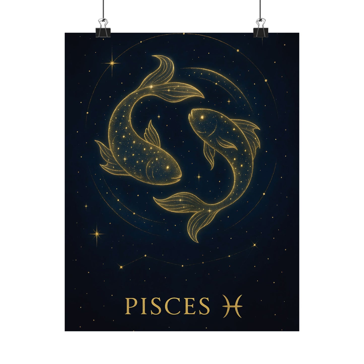 Pisces Zodiac Constellation Matte Poster – Celestial Two Fish Astrology Wall Art Print (Multiple Sizes)