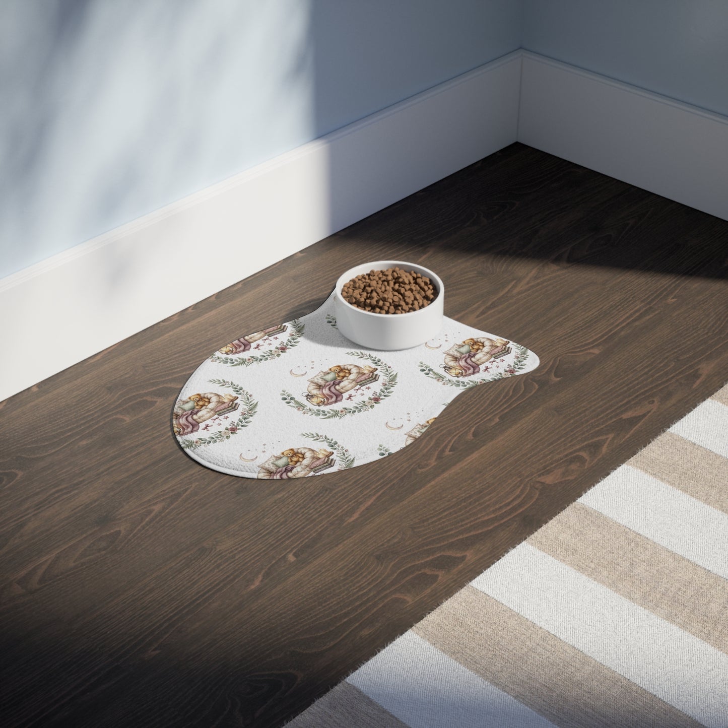 Watercolor Pet Feeding Mat — Cute Floral Placemat for Dogs