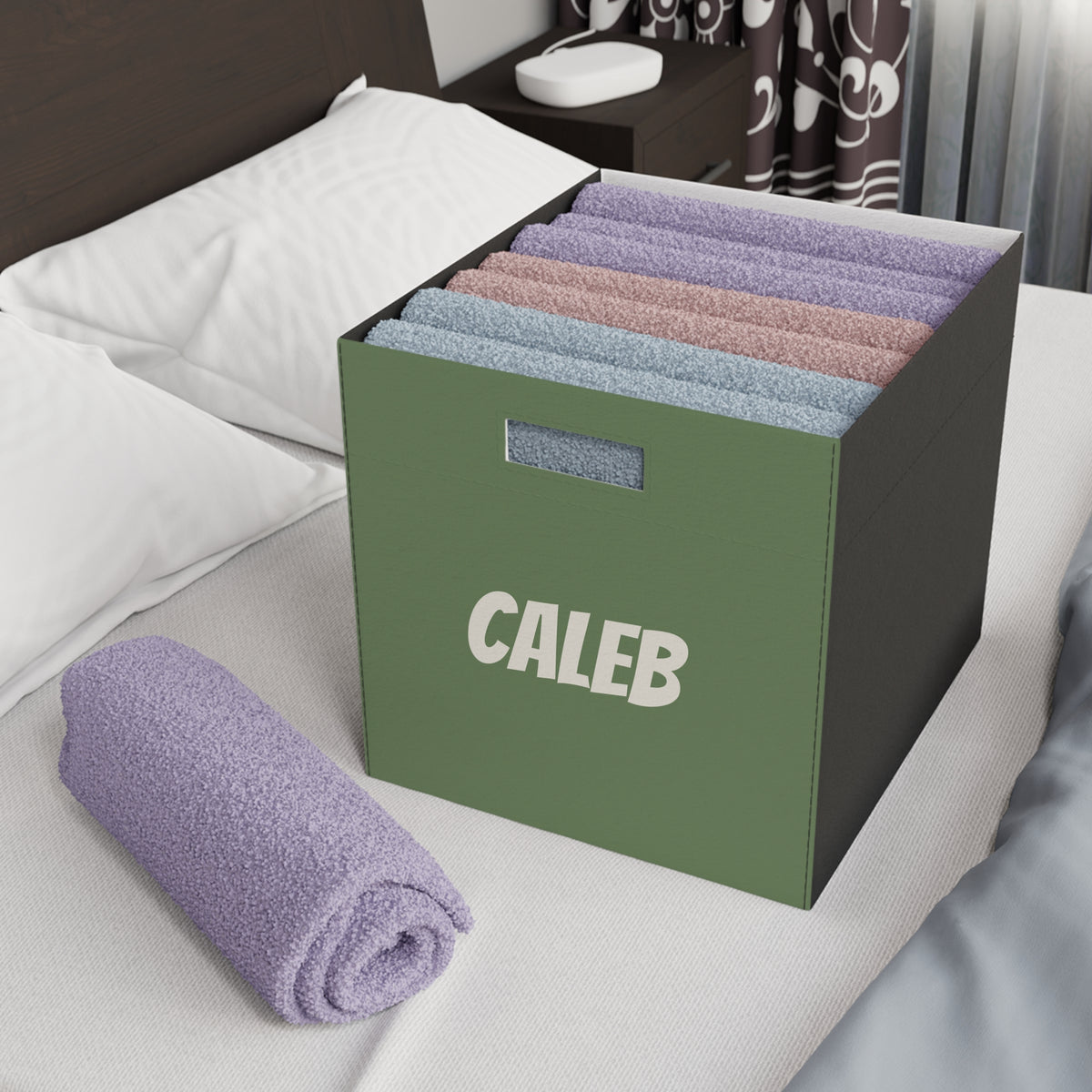 Personalized Felt Storage Box – Custom Name Toy & Closet Organizer (e.g., "Caleb")