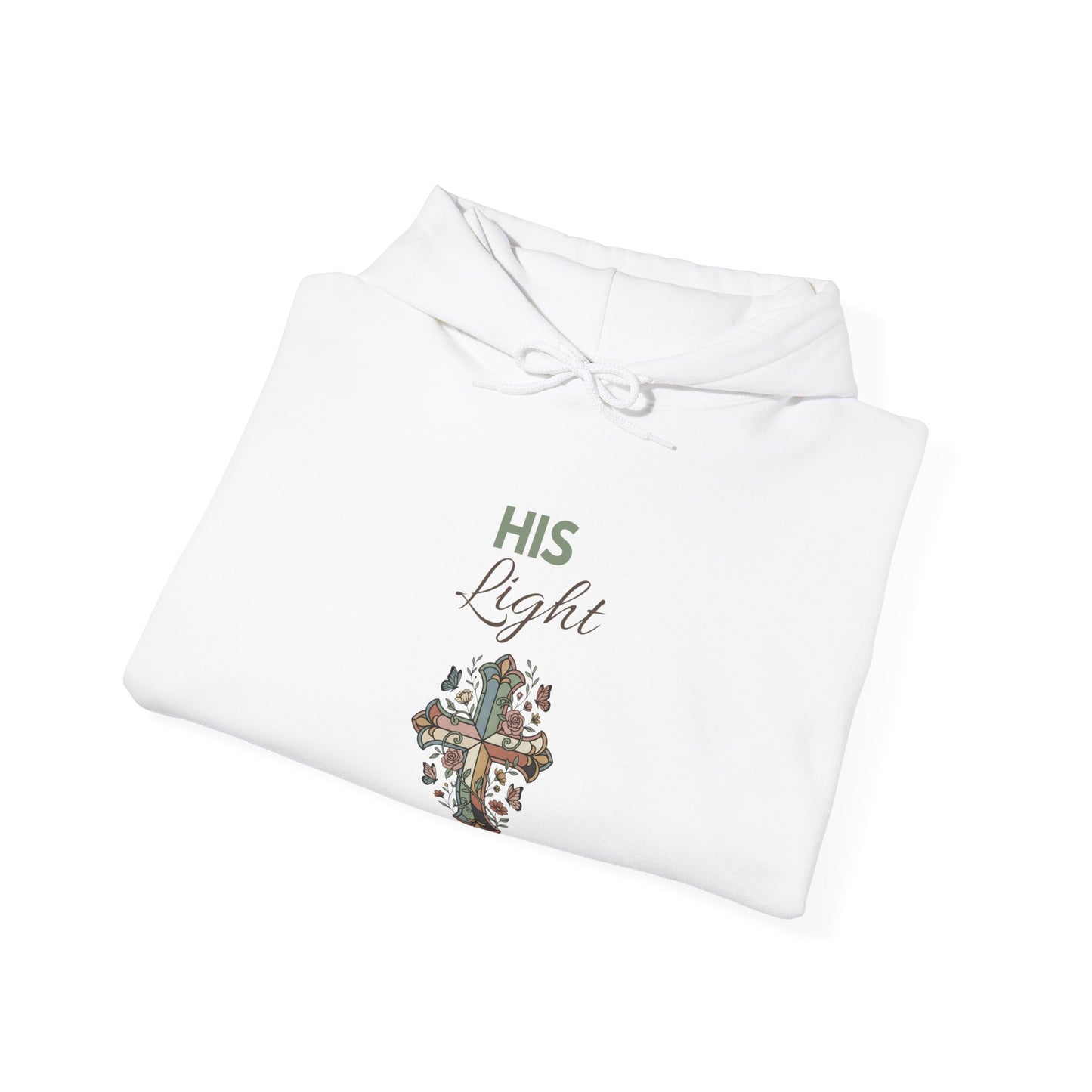 His Light Cross Hoodie — Christian Faith Floral Cross Pullover