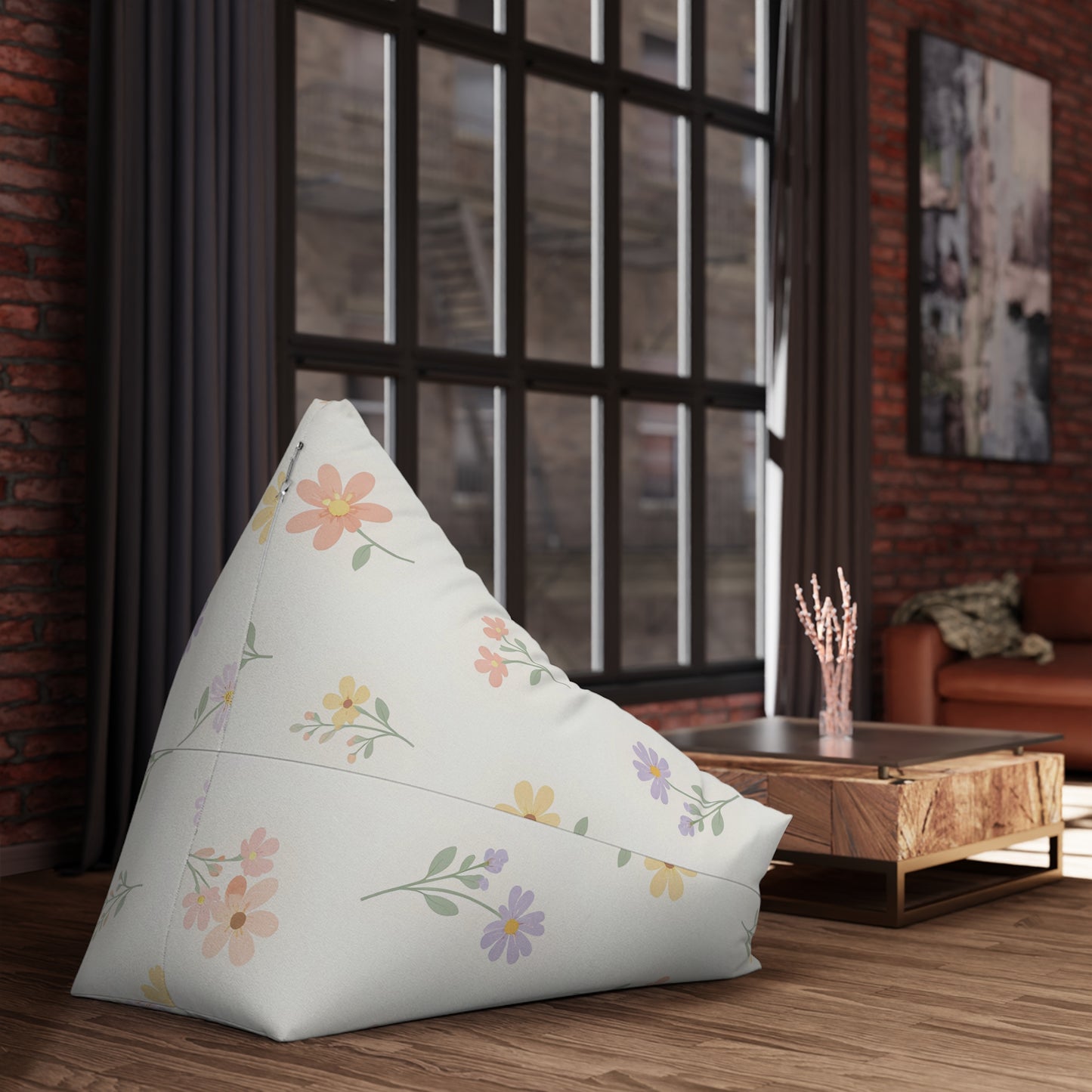 Floral Pastel Bean Bag Cover — Soft Spring Daisy Pattern