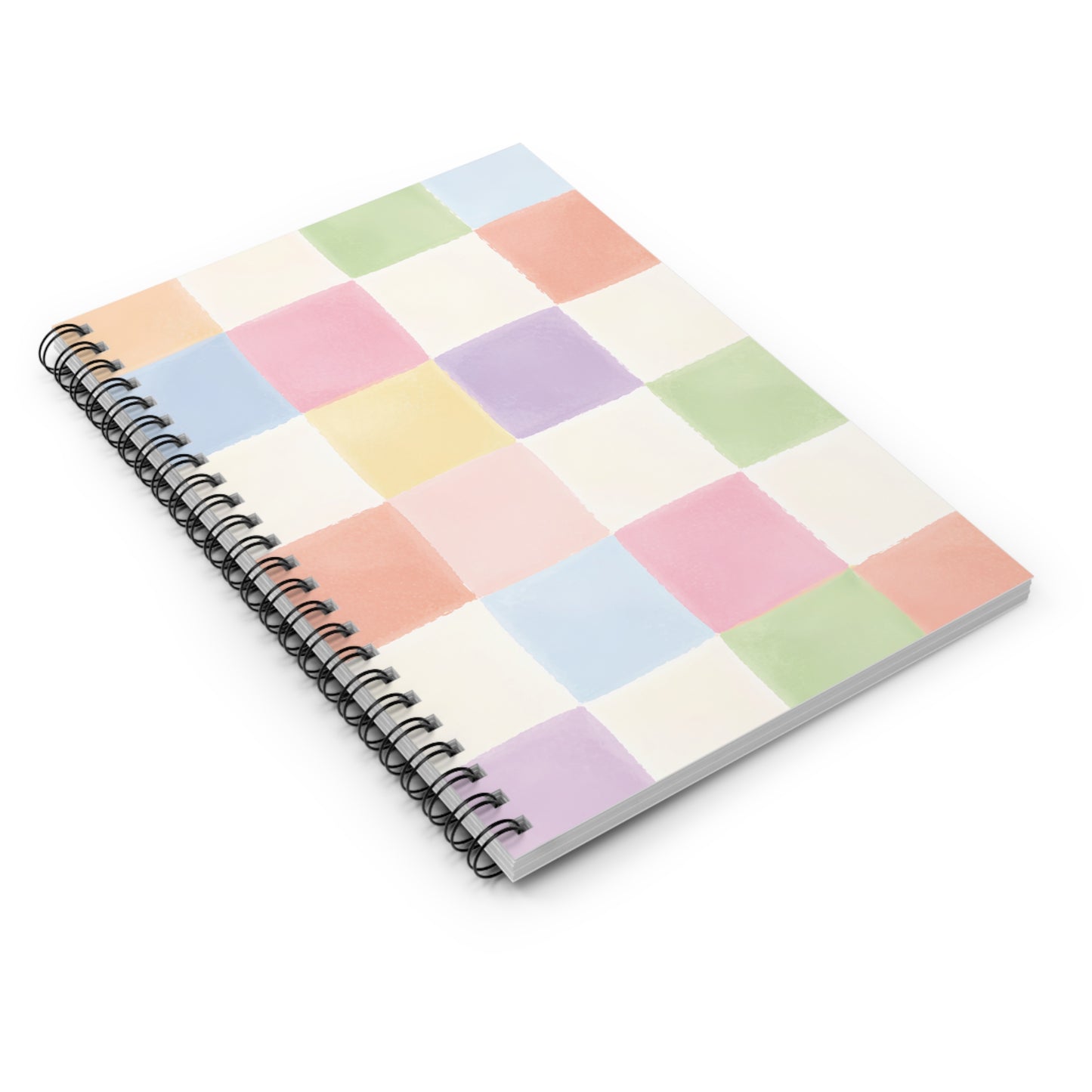 Pastel Checkerboard Spiral Notebook — Ruled Journal for Notes & School
