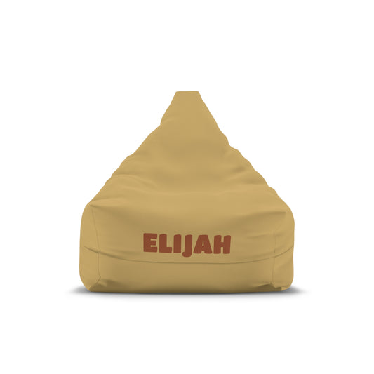 Personalized Kids Bean Bag Cover — Mustard Yellow with Bold Name (Elijah)