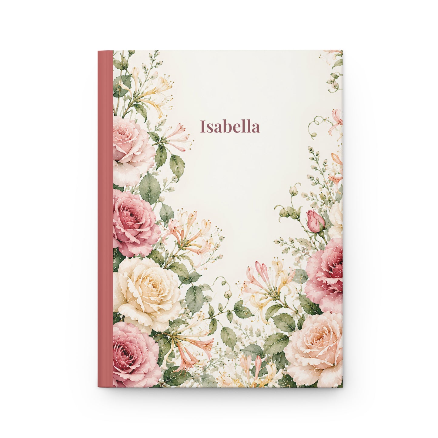 Floral Personalized Hardcover Journal — "Isabella" Rose Garden Notebook