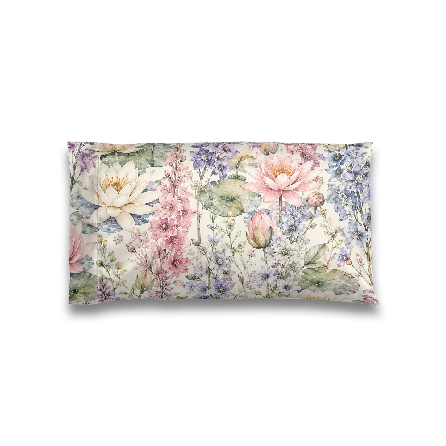 Floral Watercolor Satin Pillowcase — Pastel Garden Sleep Mask-Boosting Pillowcase