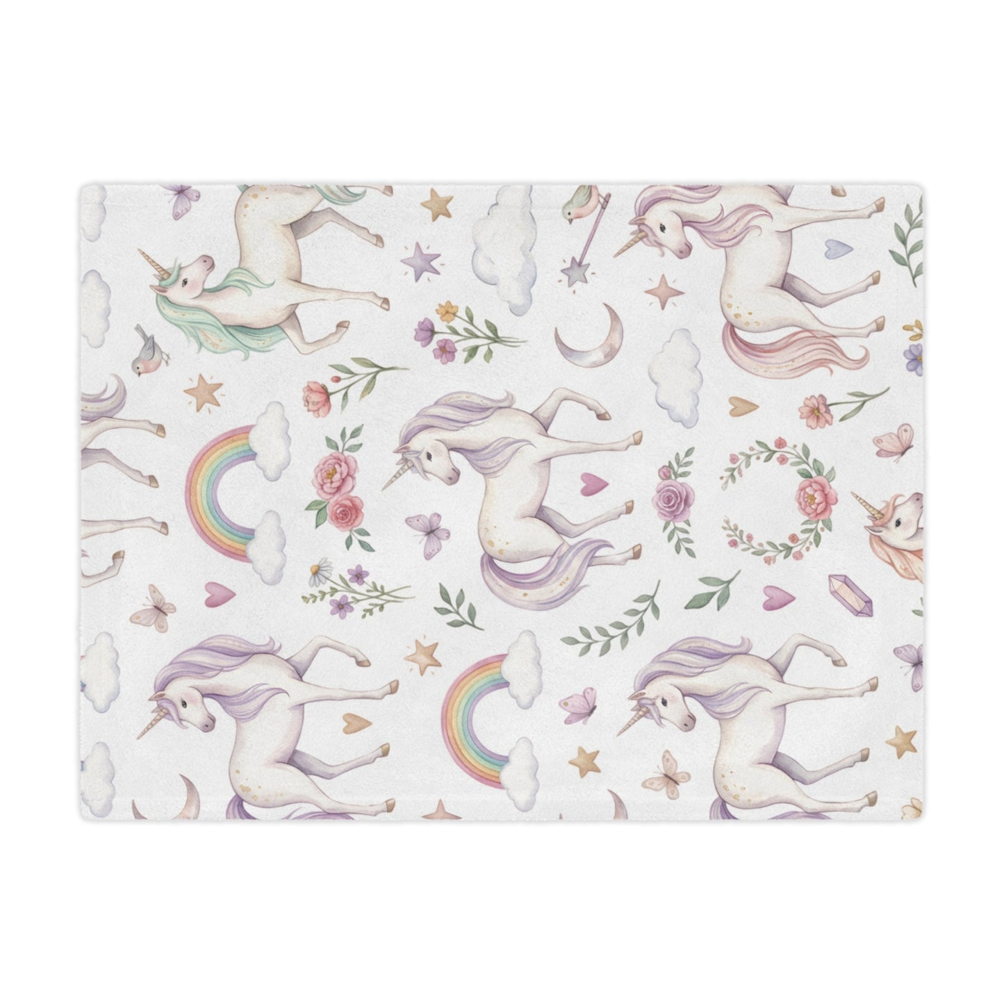 Unicorn Rainbow Minky Blanket – Soft Pastel Fantasy Throw for Kids & Nursery