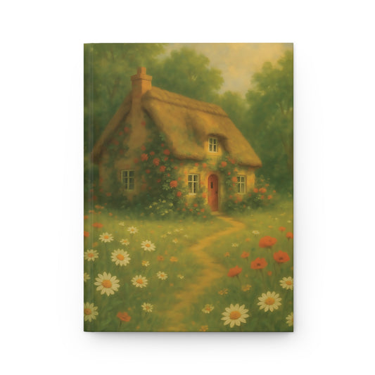 Cottage in Bloom Hardcover Journal – Whimsical Thatched Cottage & Wildflower Field Notebook