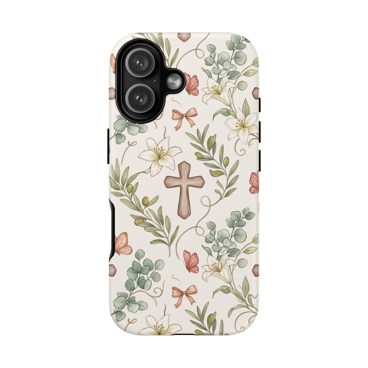 Floral Cross Tough Phone Case – Faith-Inspired Protective iPhone Cover