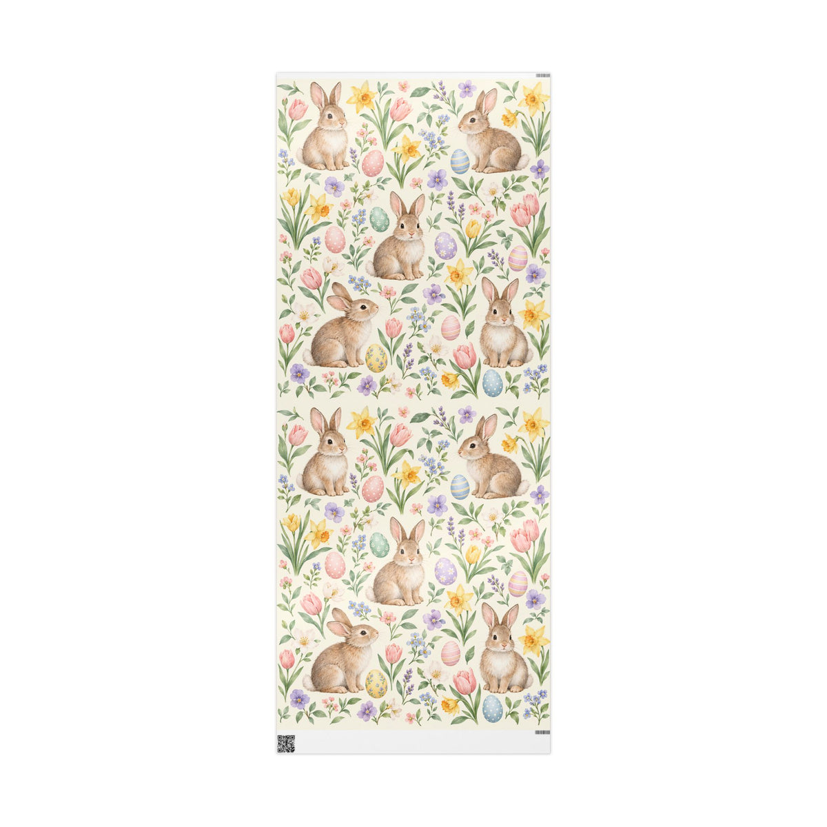 Easter Bunny Floral Wrapping Paper Roll — Pastel Spring Gift Wrap