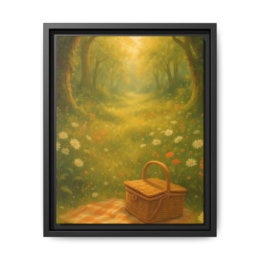 Golden Meadow Picnic Path – Framed Matte Canvas Wall Art