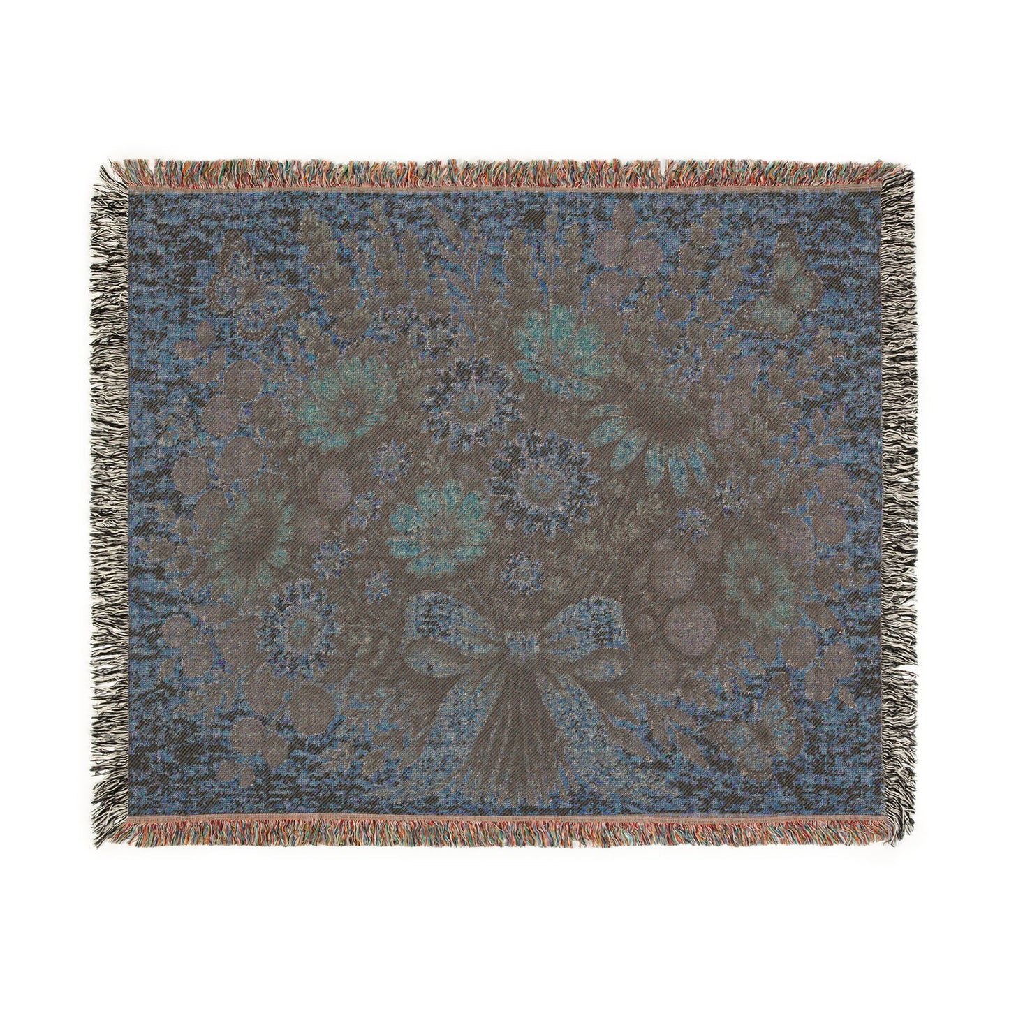 Floral Bouquet Woven Blanket — Vintage Tapestry Throw