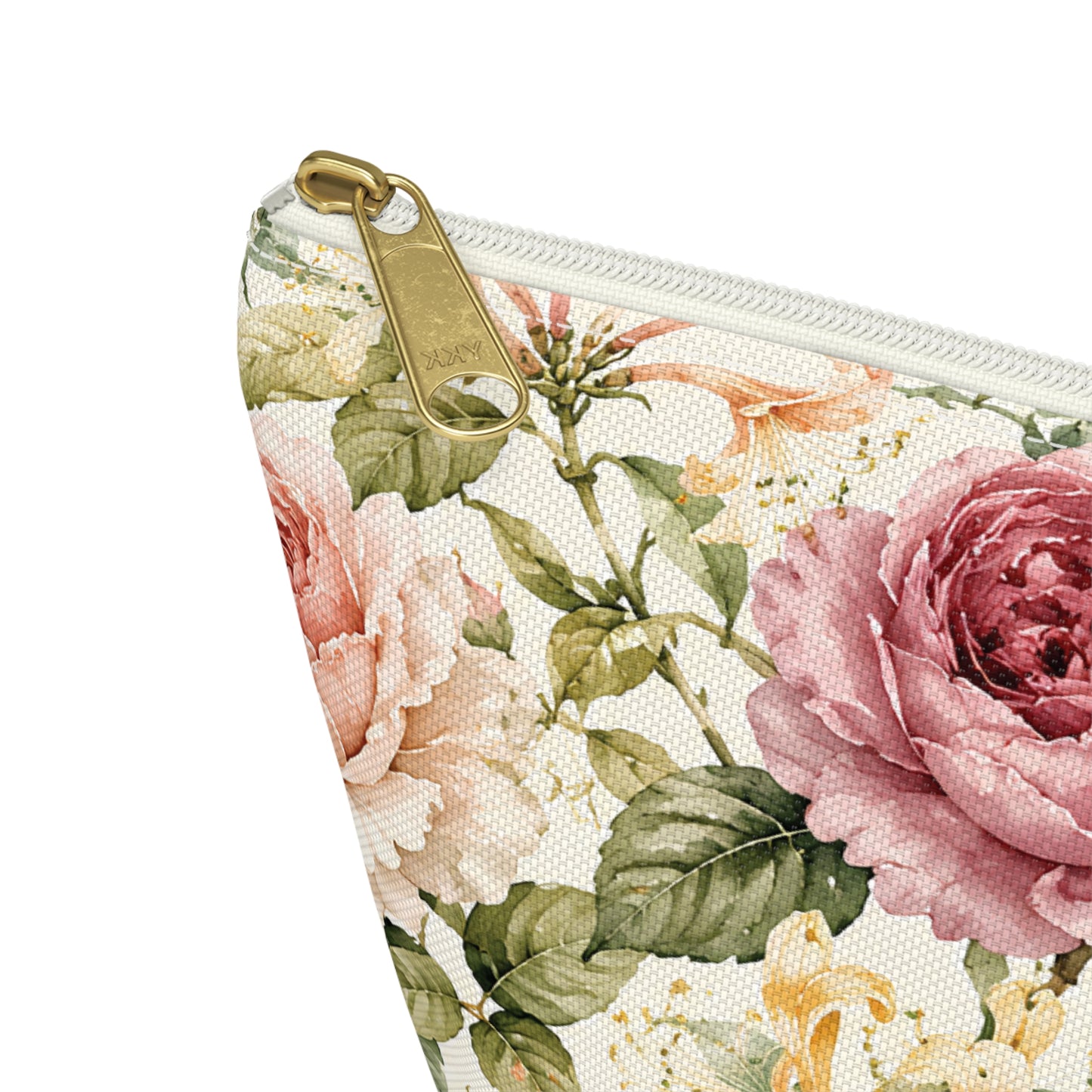 Floral Rose Accessory Pouch — Vintage Garden Makeup Bag