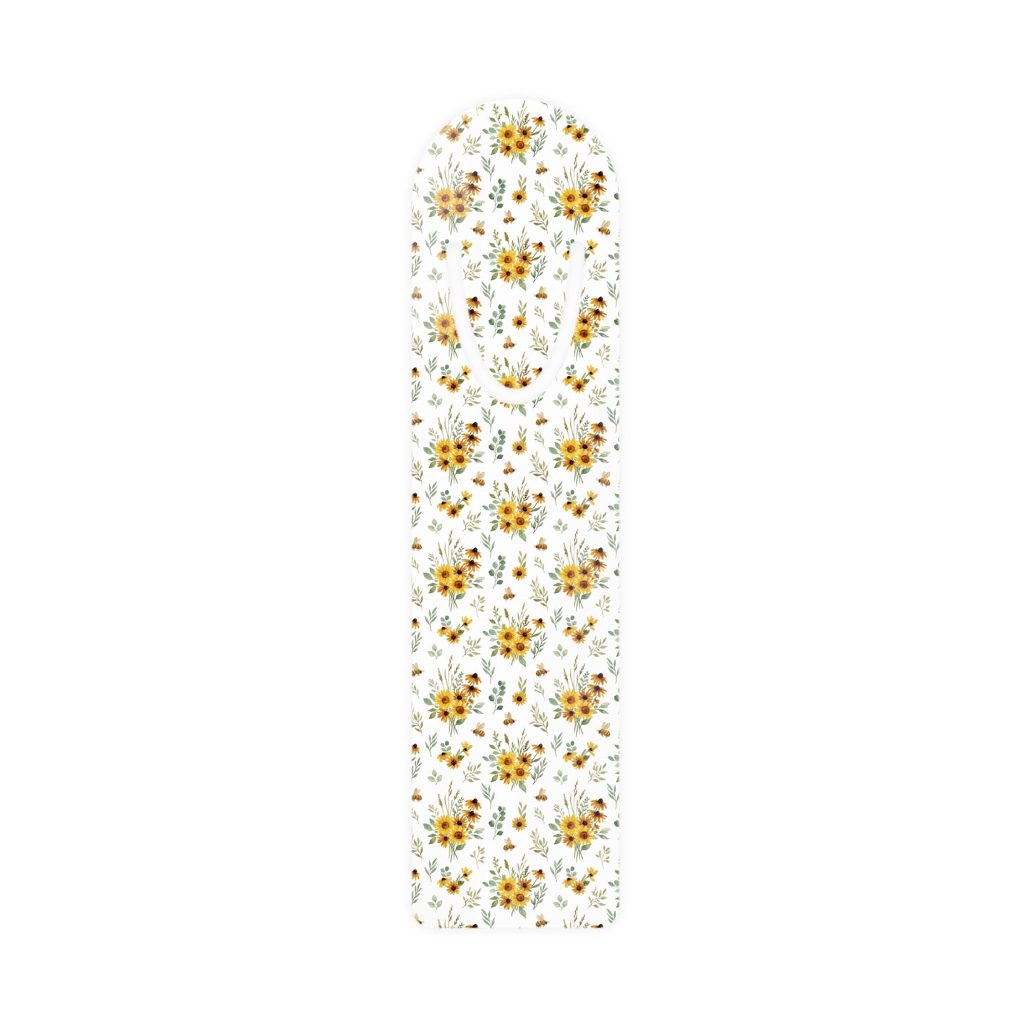 Sunflower Floral Metal Bookmark — Slim Printed Page Marker