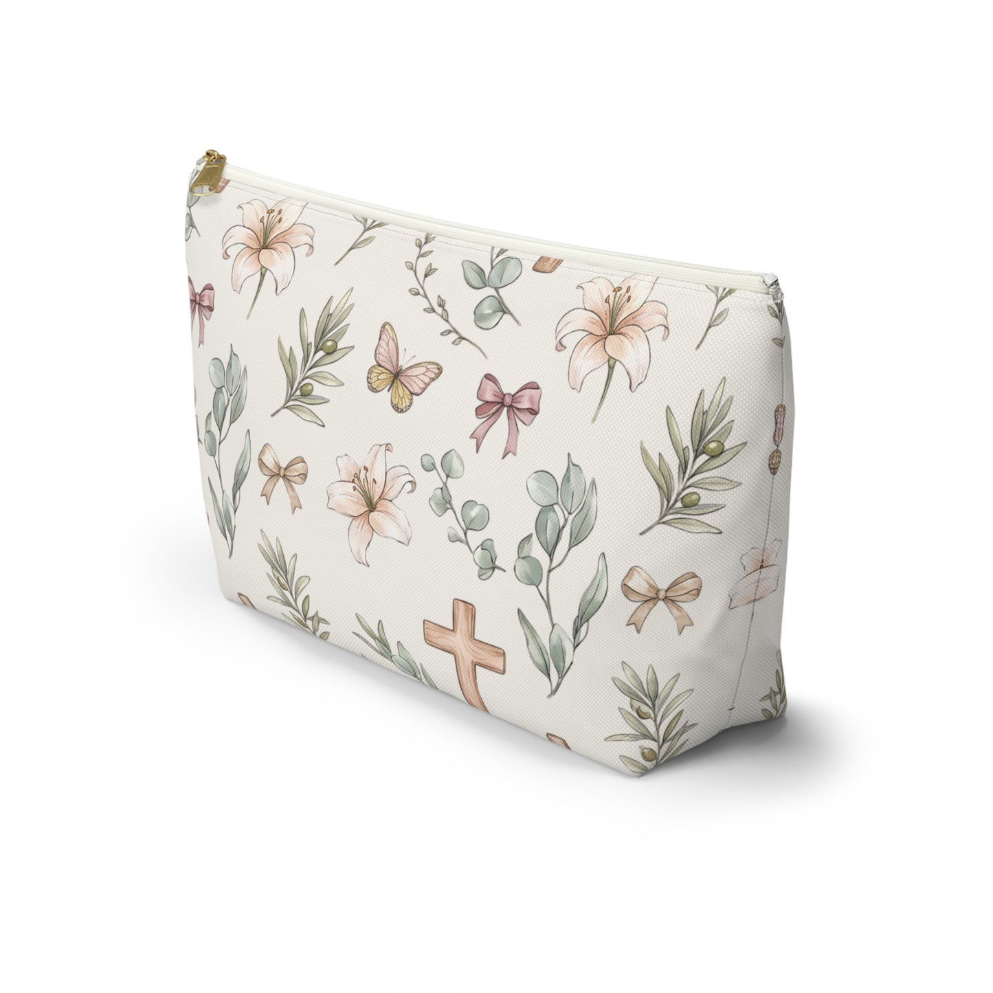 Floral Cross Accessory Pouch — Lily & Bow Makeup Bag