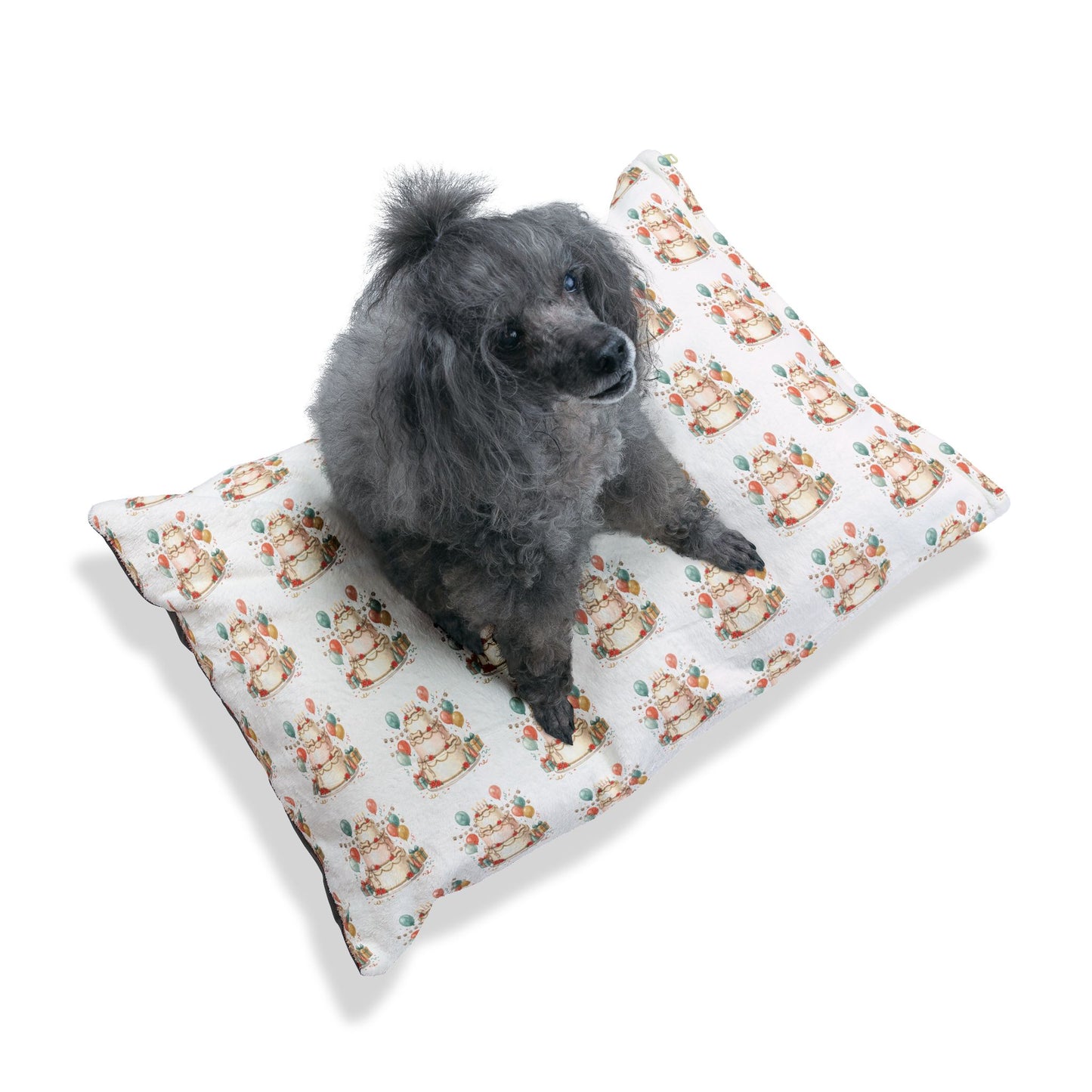 Birthday Cake Pet Bed - Festive Balloon Dog Bed Cushion