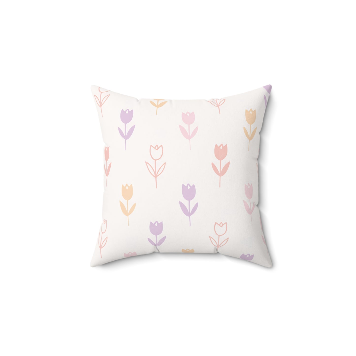 Pastel Tulip Throw Pillow - Floral Decorative Square Pillow