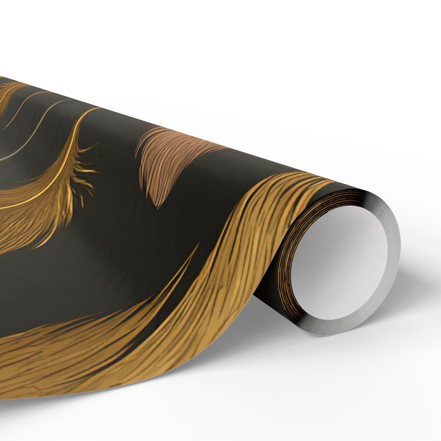 Luxury Feather Print Wrapping Paper – Metallic Gold, Bronze & Silver Design