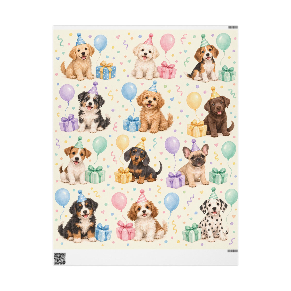 Dog Birthday Wrapping Paper — Cute Puppy Party Gift Wrap