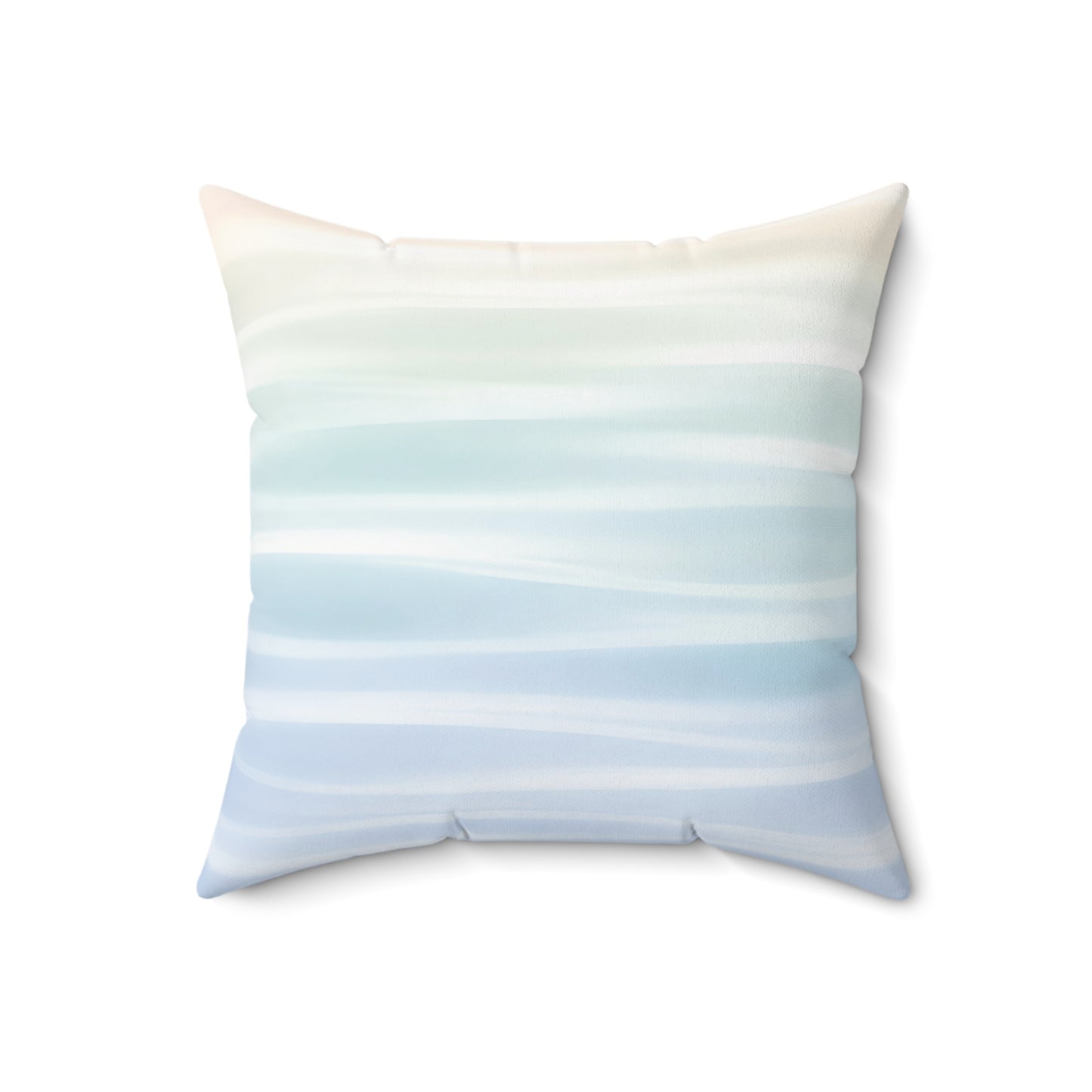 Coastal Watercolor Stripe Pillow — Soft Blue Ombre Decorative Throw Pillow