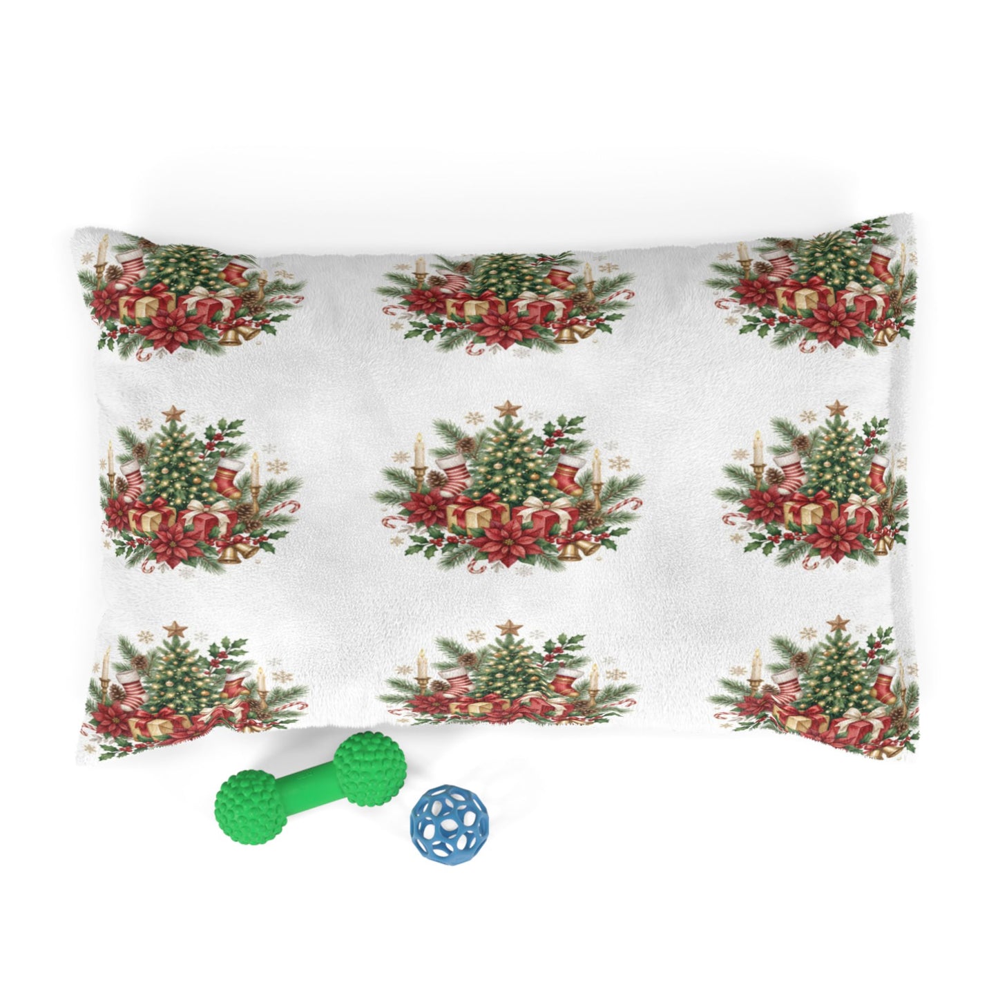 Holiday Floral Pet Bed Christmas Tree Poinsettia Print