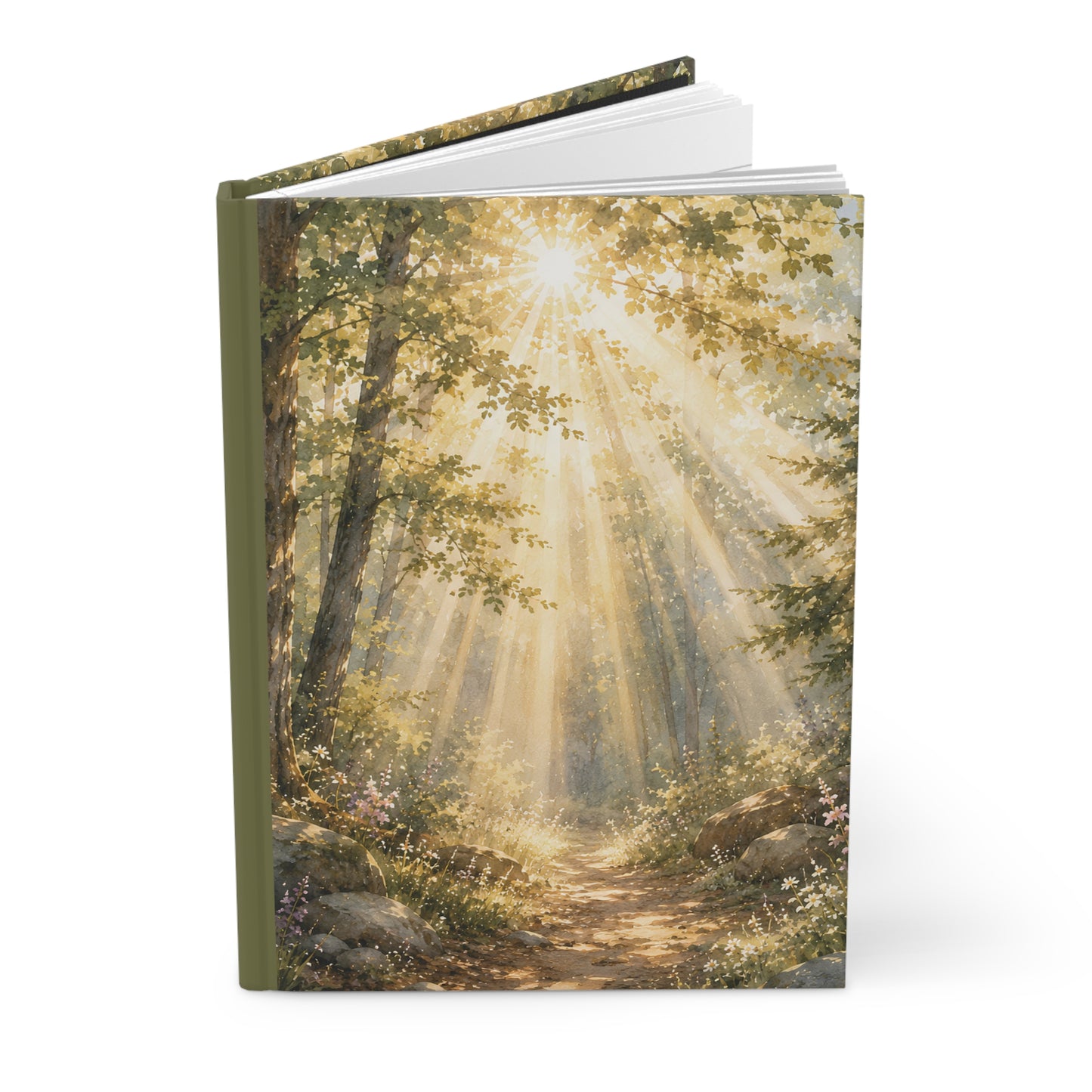 Sunlit Forest Path Hardcover Journal — Peaceful Nature Notebook