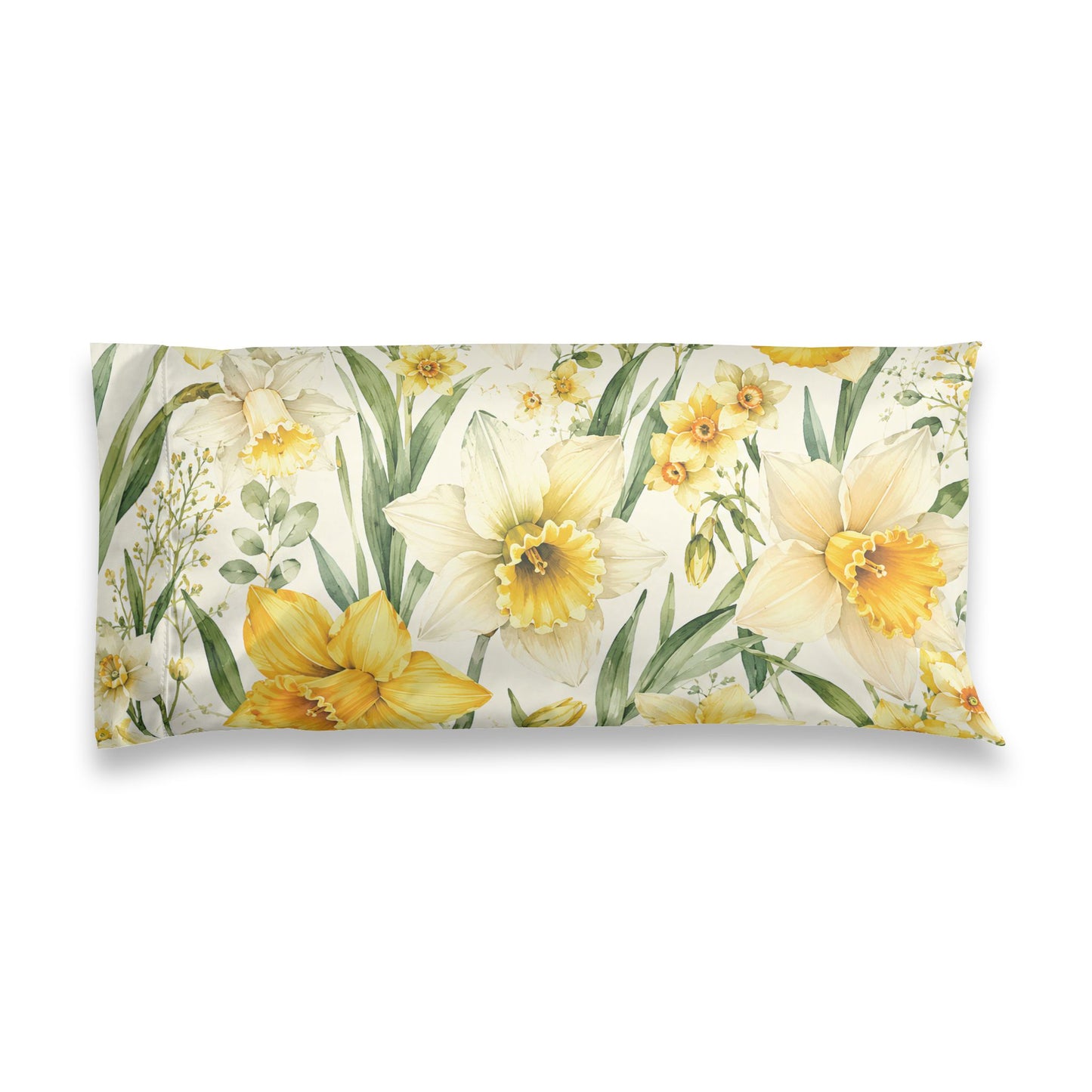 Satin Pillowcase — Yellow Daffodil Floral Silk-Feel Pillowcase