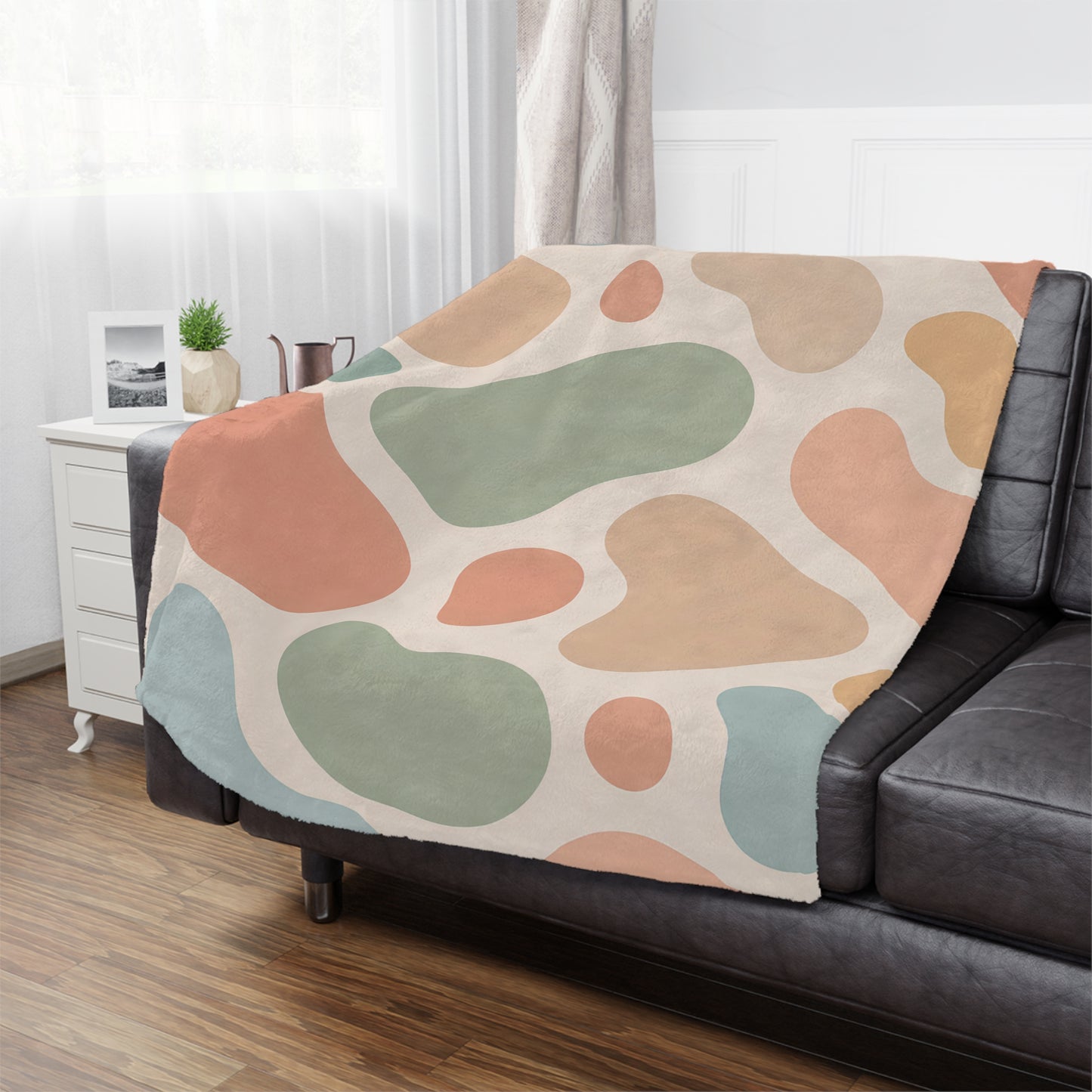 Abstract Pastel Minky Blanket — Organic Blob Pattern Cozy Throw