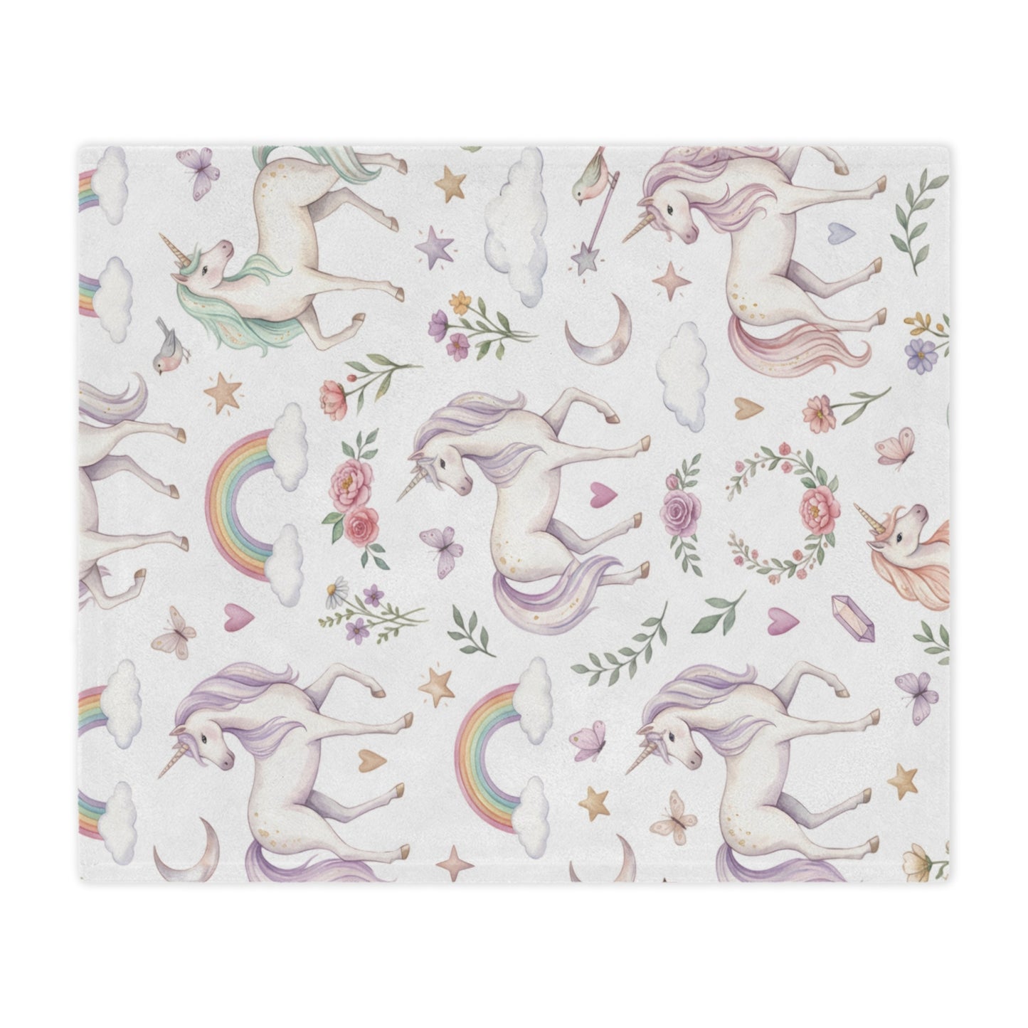 Unicorn Rainbow Minky Blanket – Soft Pastel Fantasy Throw for Kids & Nursery