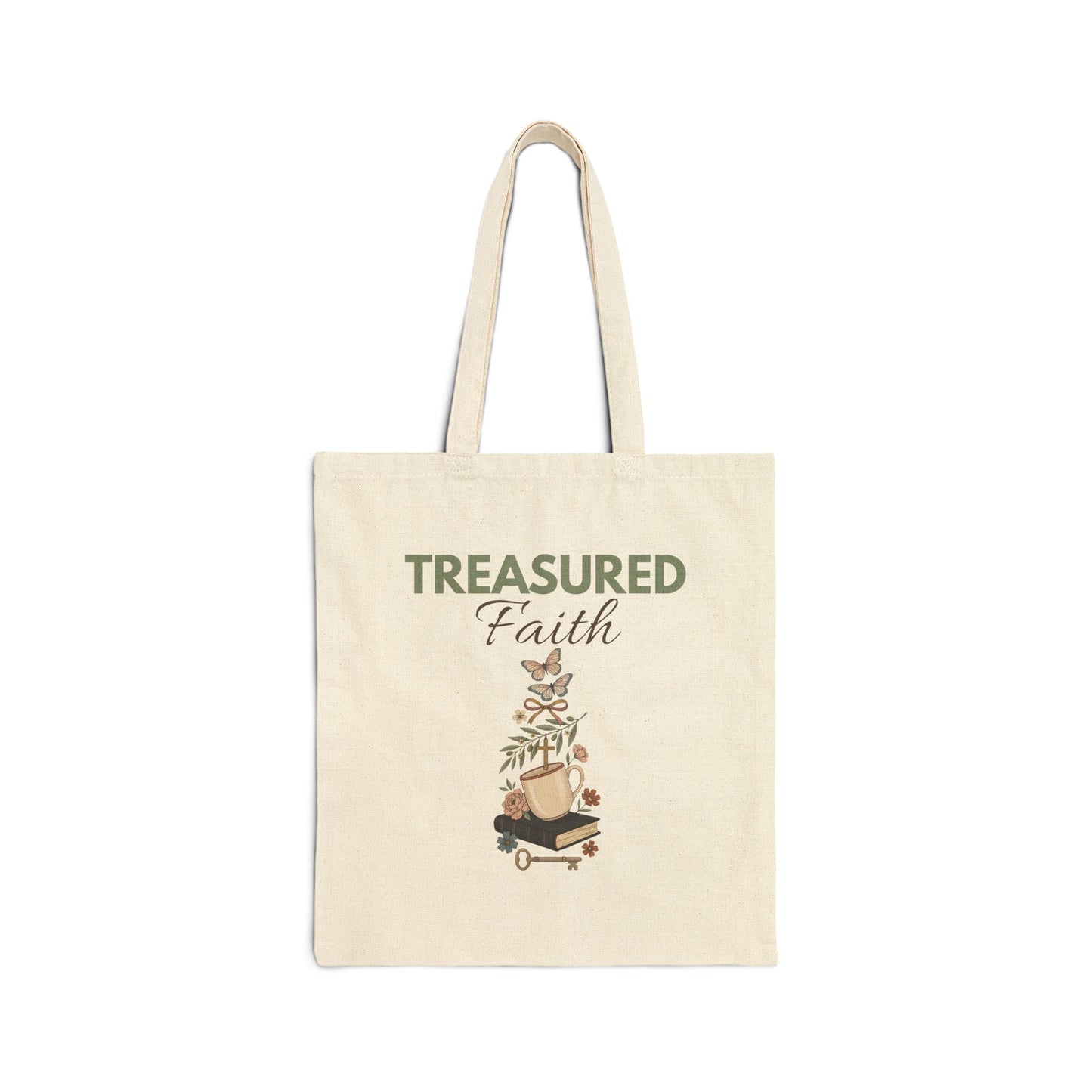 Treasured Faith Cotton Tote Bag – Inspirational Bible Verse Grocery & Church Shopper