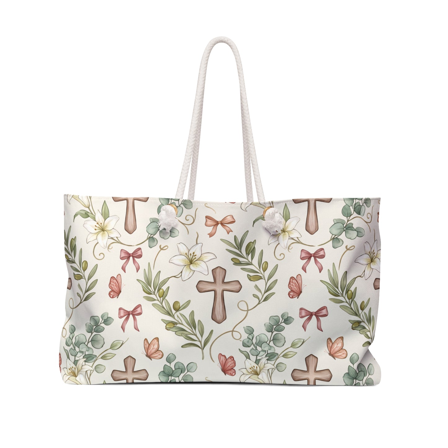 Floral Cross Weekender Bag – Christian Inspirational Travel Tote