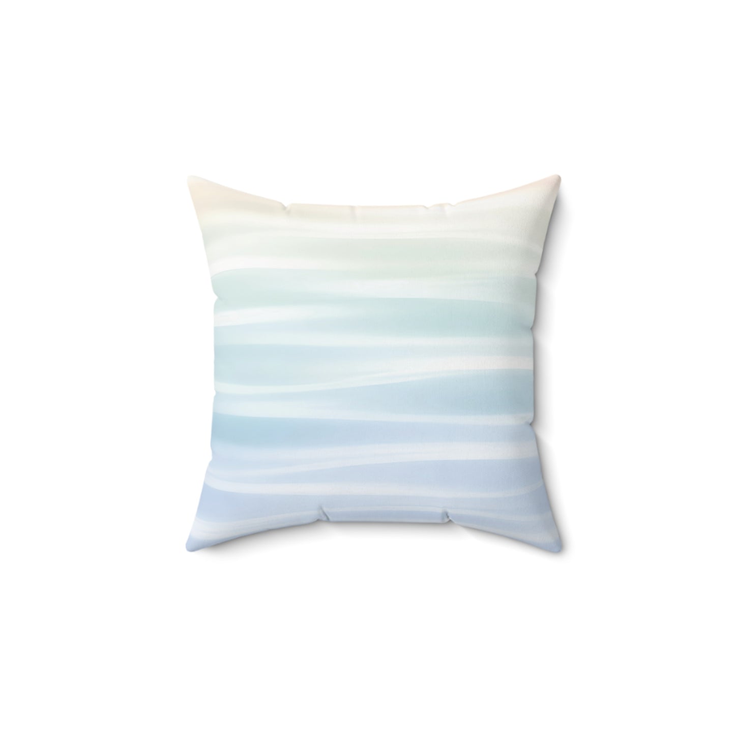 Coastal Watercolor Stripe Pillow — Soft Blue Ombre Decorative Throw Pillow