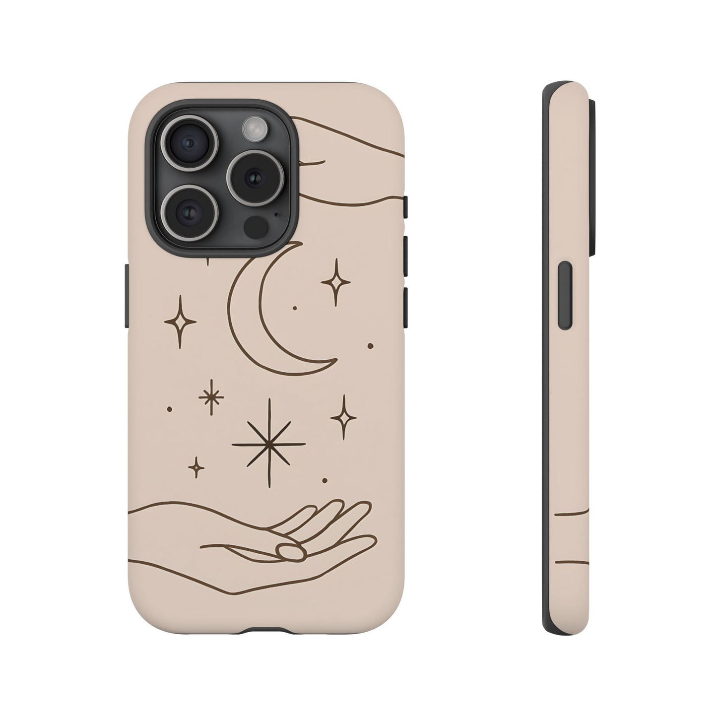 Mystic Minimalist Hands & Moon Phone Case – Celestial Line Art Design