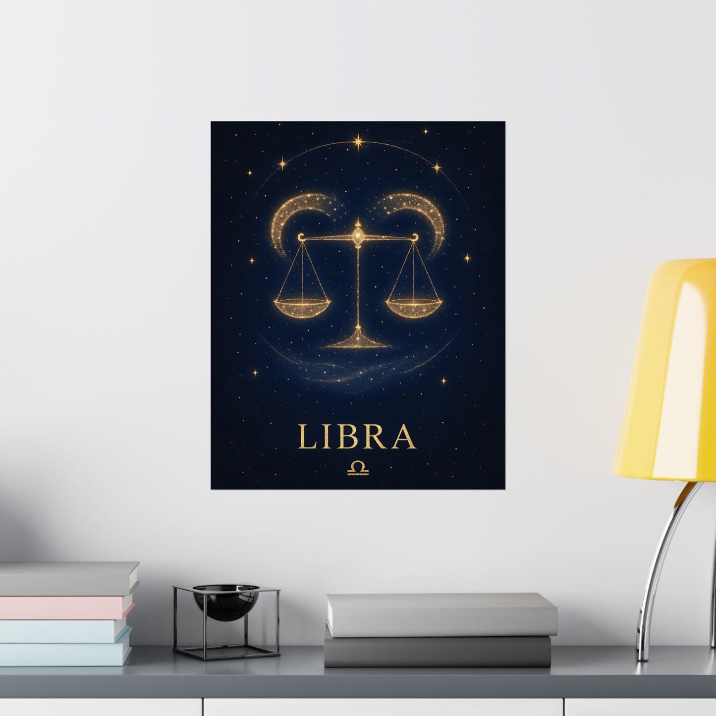 Libra Zodiac Constellation Matte Poster – Golden Scales Astrology Wall Art Print (Multiple Sizes)