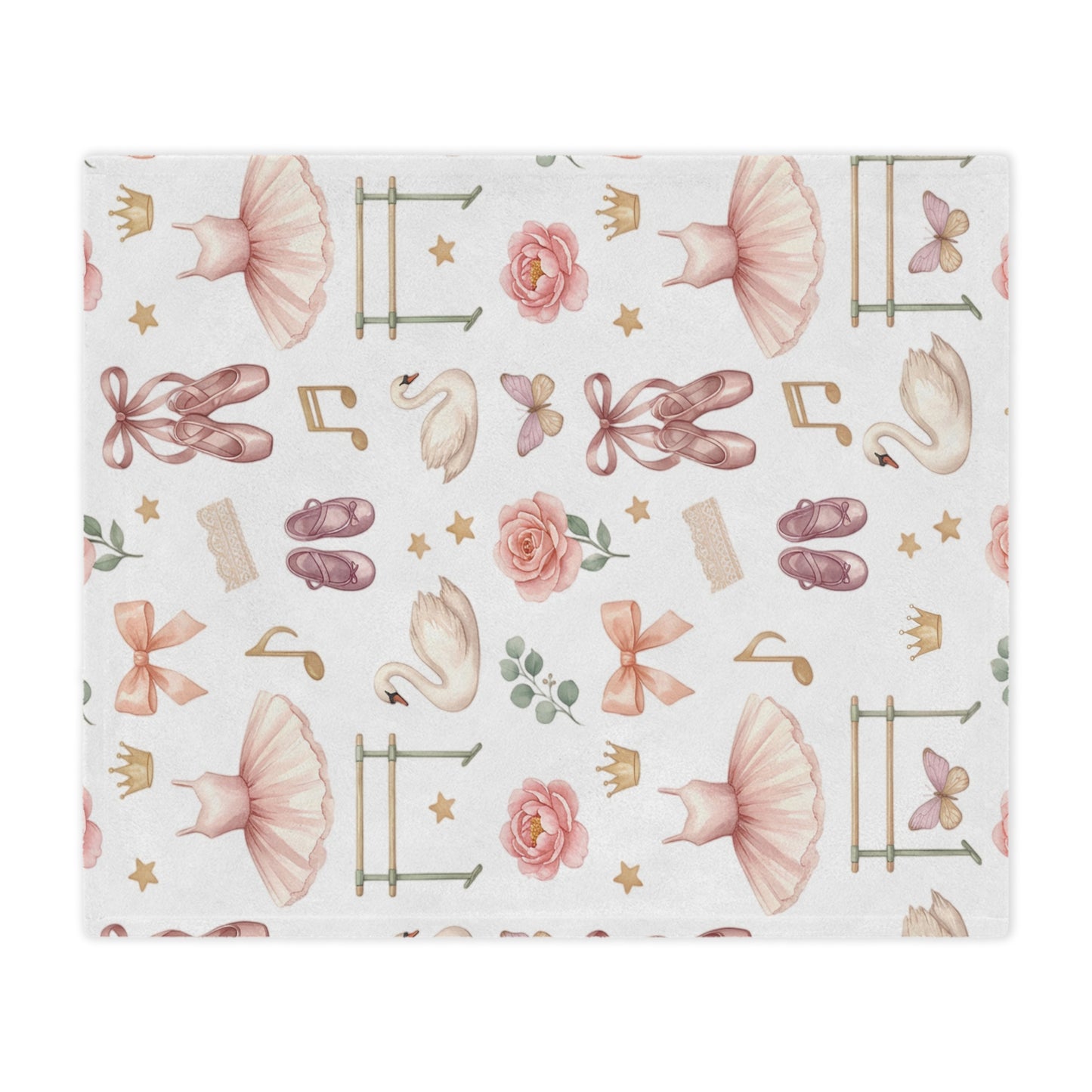 Ballet Dancer Minky Blanket — Pink Tutu & Swan Baby Throw