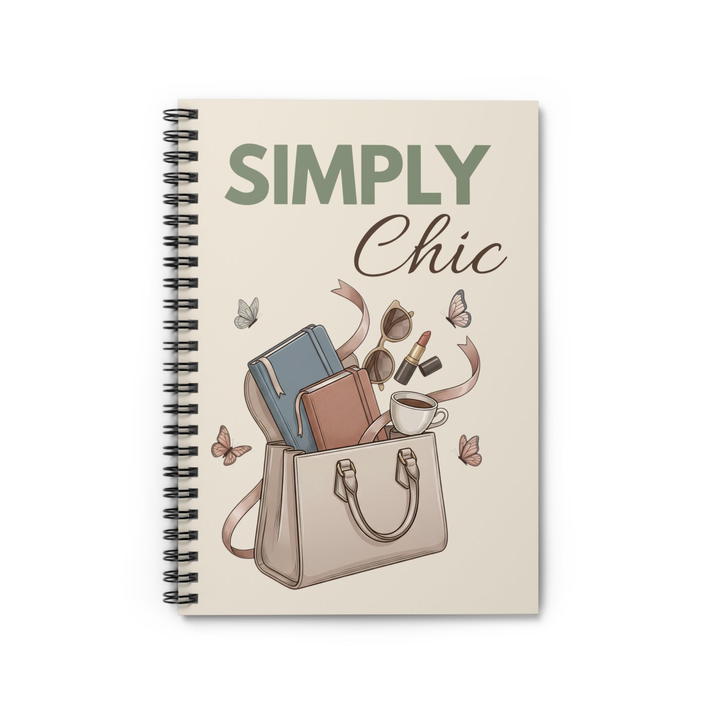 Simply Chic Spiral Notebook — Fashionable Tote Design, Ruled Journal for Stylish Notes & Gifts