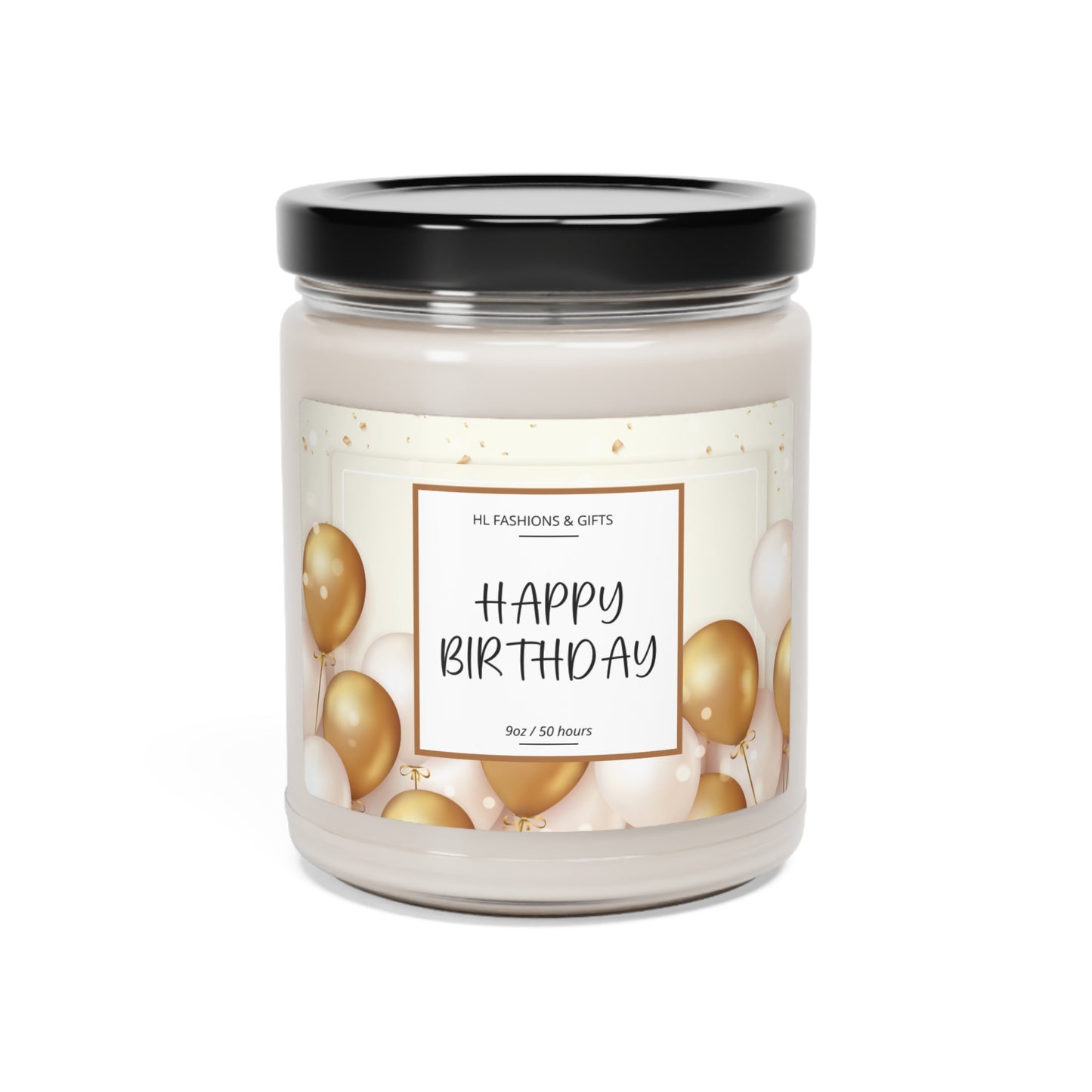 Happy Birthday Soy Candle - Gold Balloons