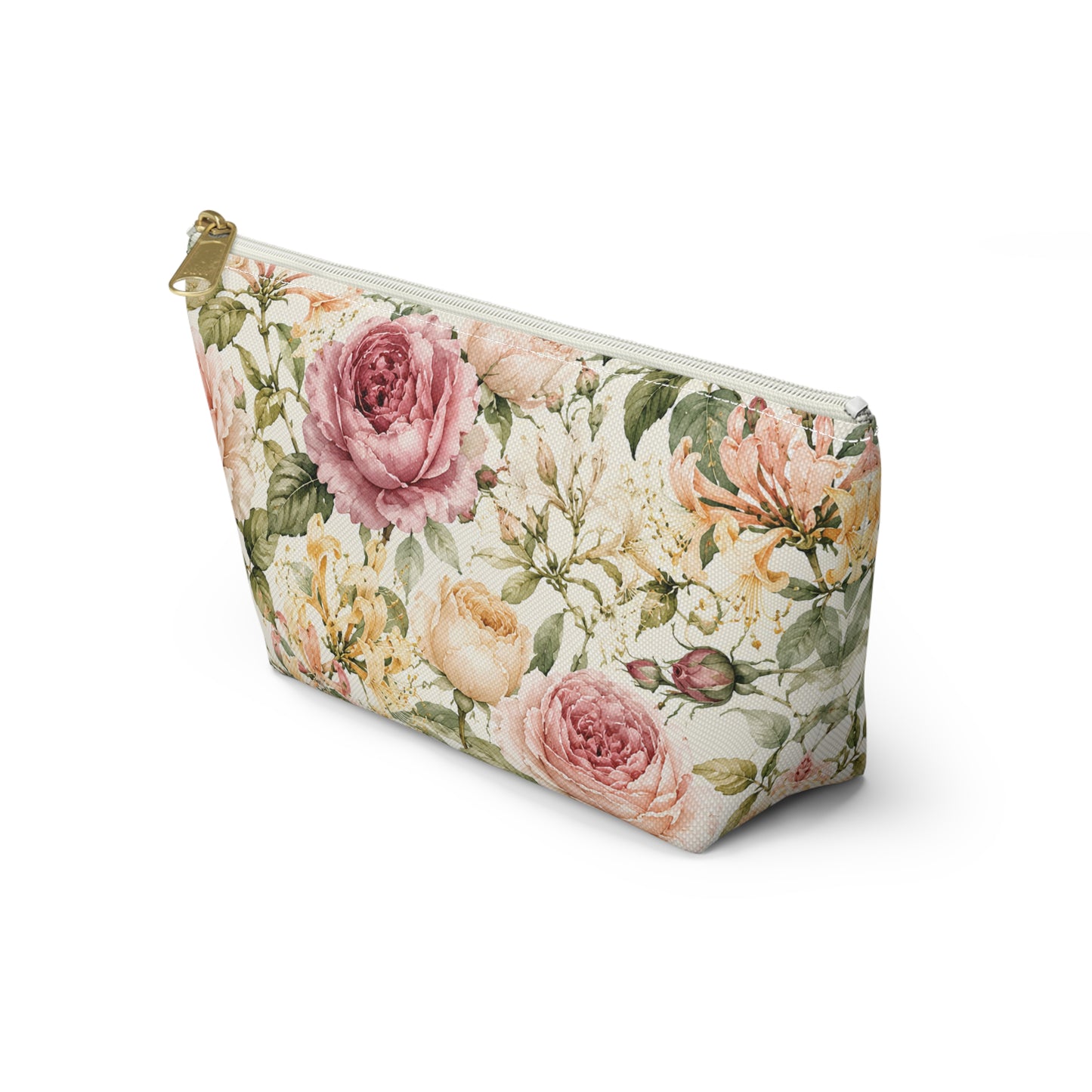Floral Rose Accessory Pouch — Vintage Garden Makeup Bag