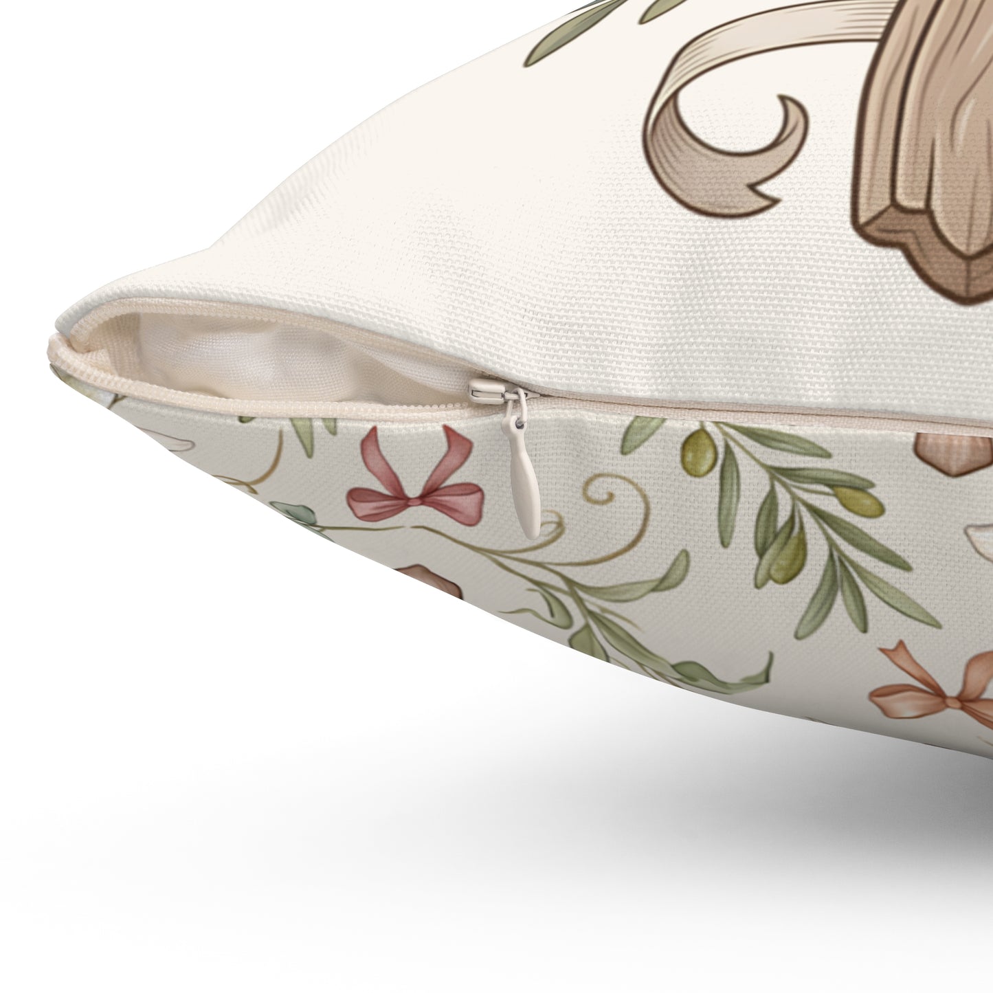 Easter Floral Cross Decorative Pillow — Religious Spring Throw Pillow