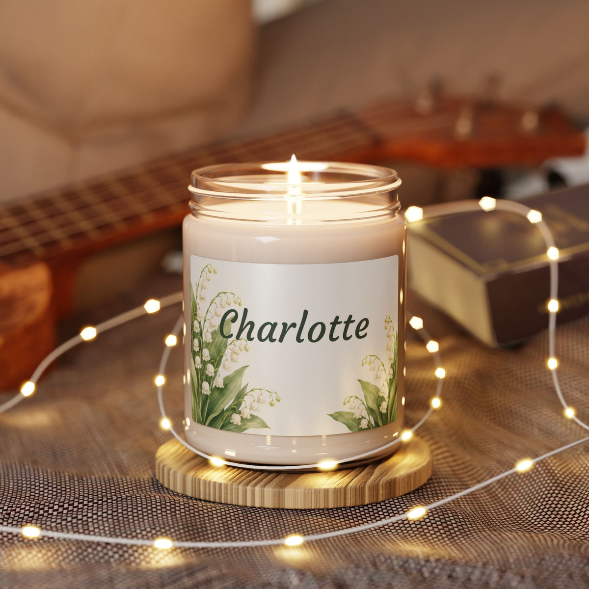 Personalized Lily of the Valley Scented Soy Candle — 9oz (Custom Name)