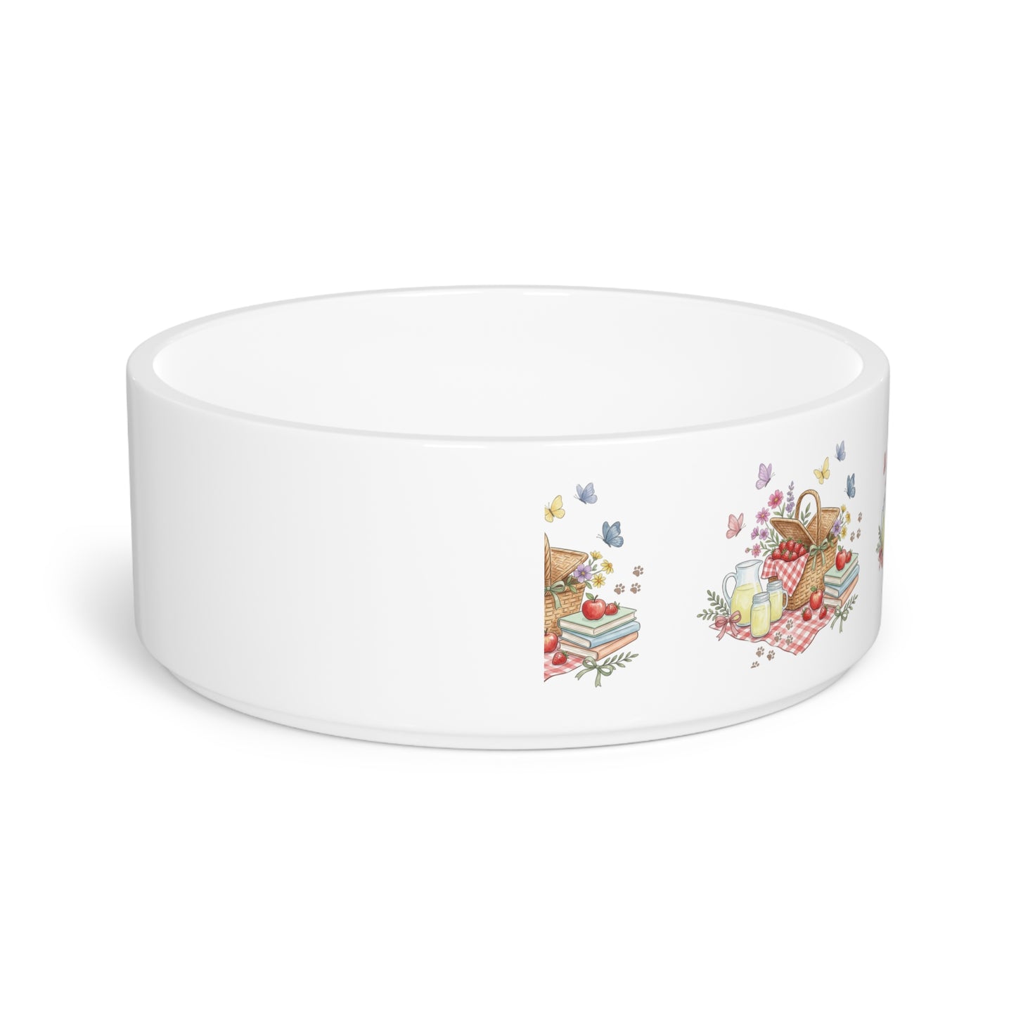 Picnic Basket Pet Bowl — Whimsical Floral Picnic Design for Dogs & Cats