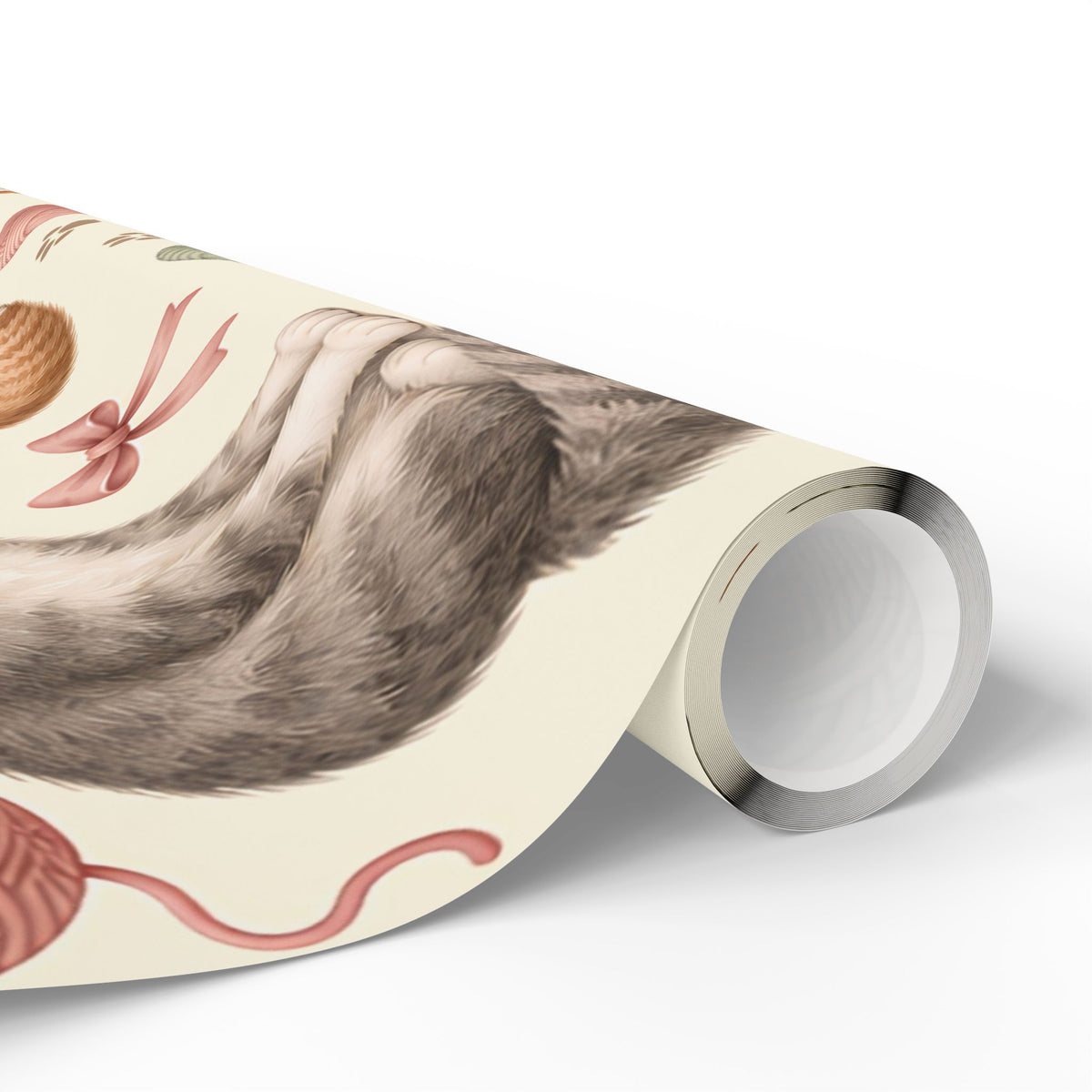 Cat & Yarn Pattern Wrapping Paper Roll — Cute Kitty Gift Wrap for Pet Lovers