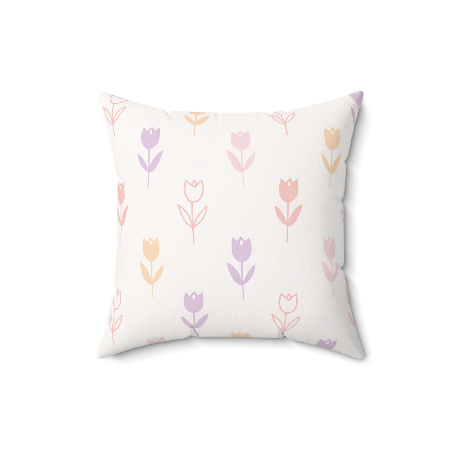 Pastel Tulip Throw Pillow - Floral Decorative Square Pillow