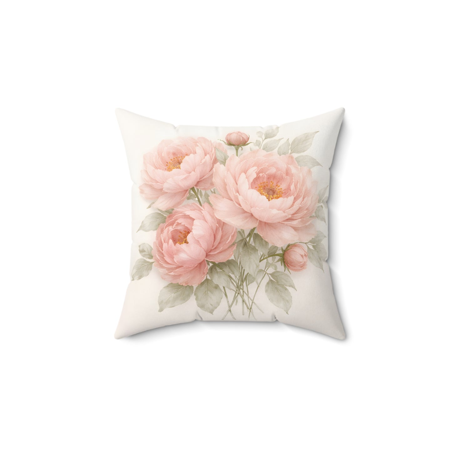 Peony Bouquet Throw Pillow — Soft Pink Floral Decorative Cushion