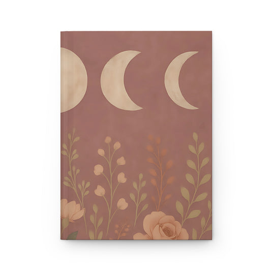 Lunar Phases & Florals Hardcover Matte Journal – Moon Journal with 150 Lined Pages