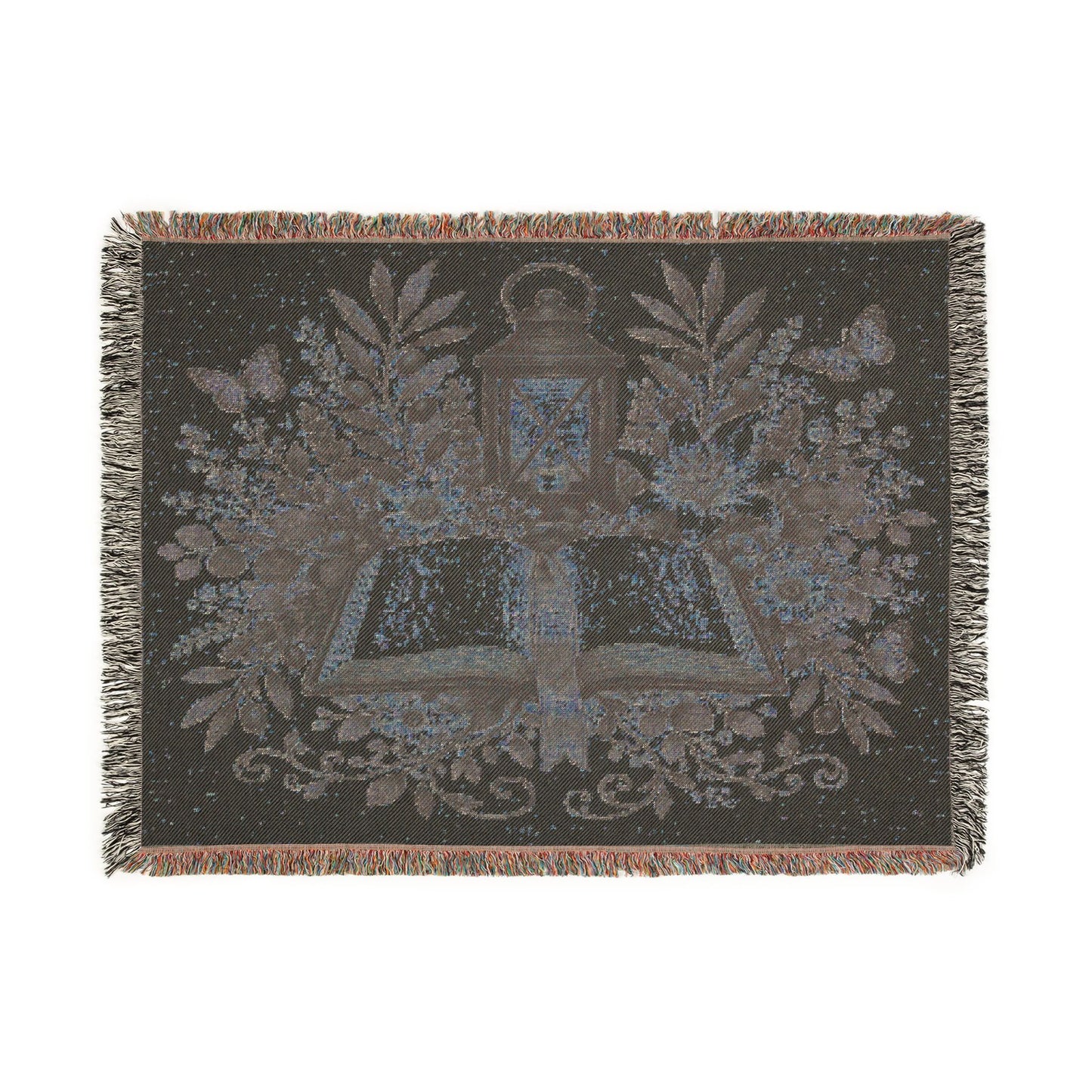 Woven Blanket — Vintage Bible & Lantern Tapestry Throw