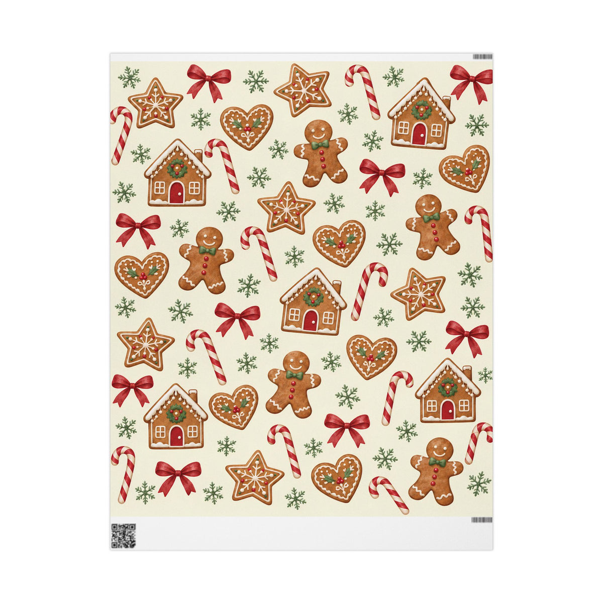 Christmas Candy Cane & Gingerbread Wrapping Paper