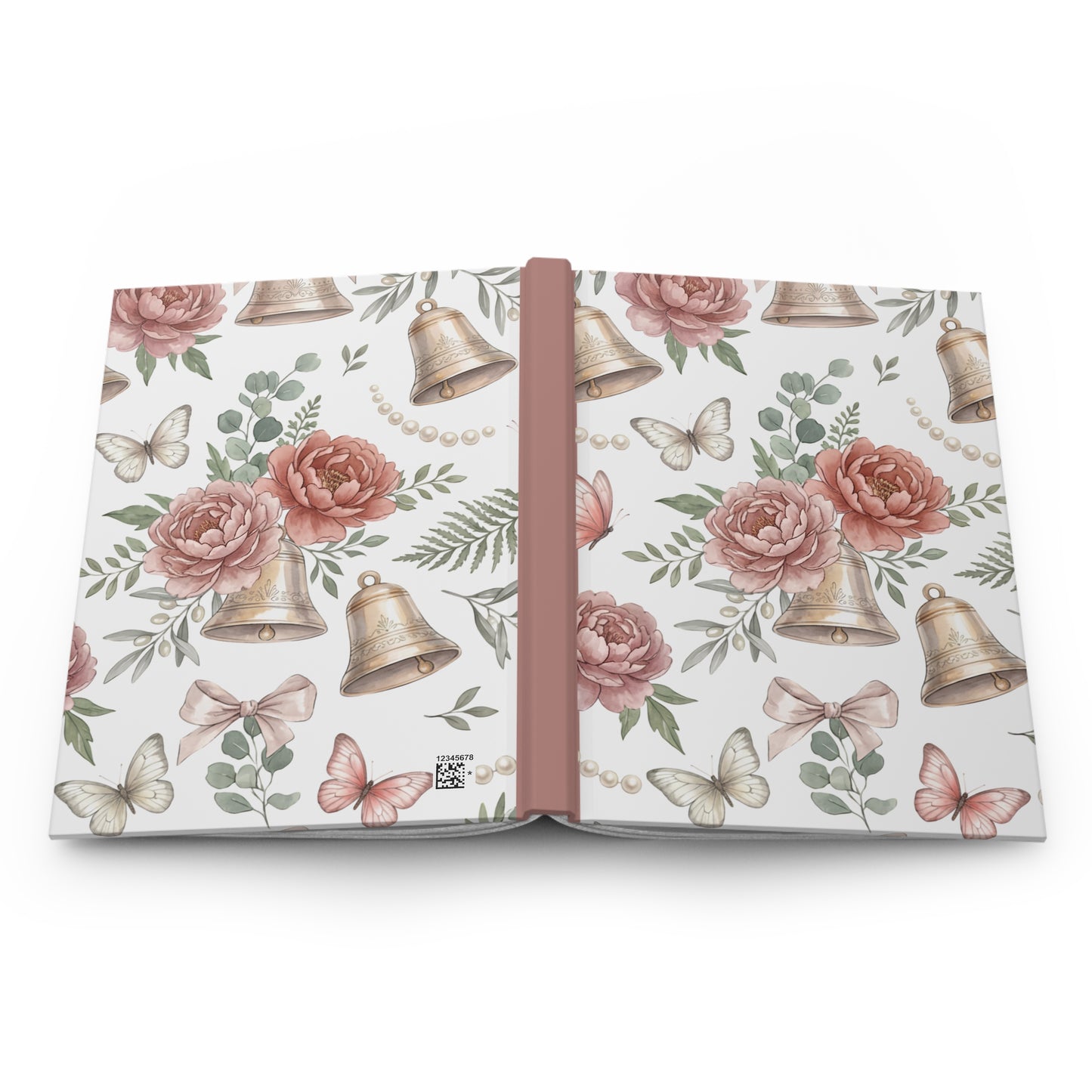 Floral Wedding Bells Hardcover Journal — Vintage Roses & Butterflies Notebook