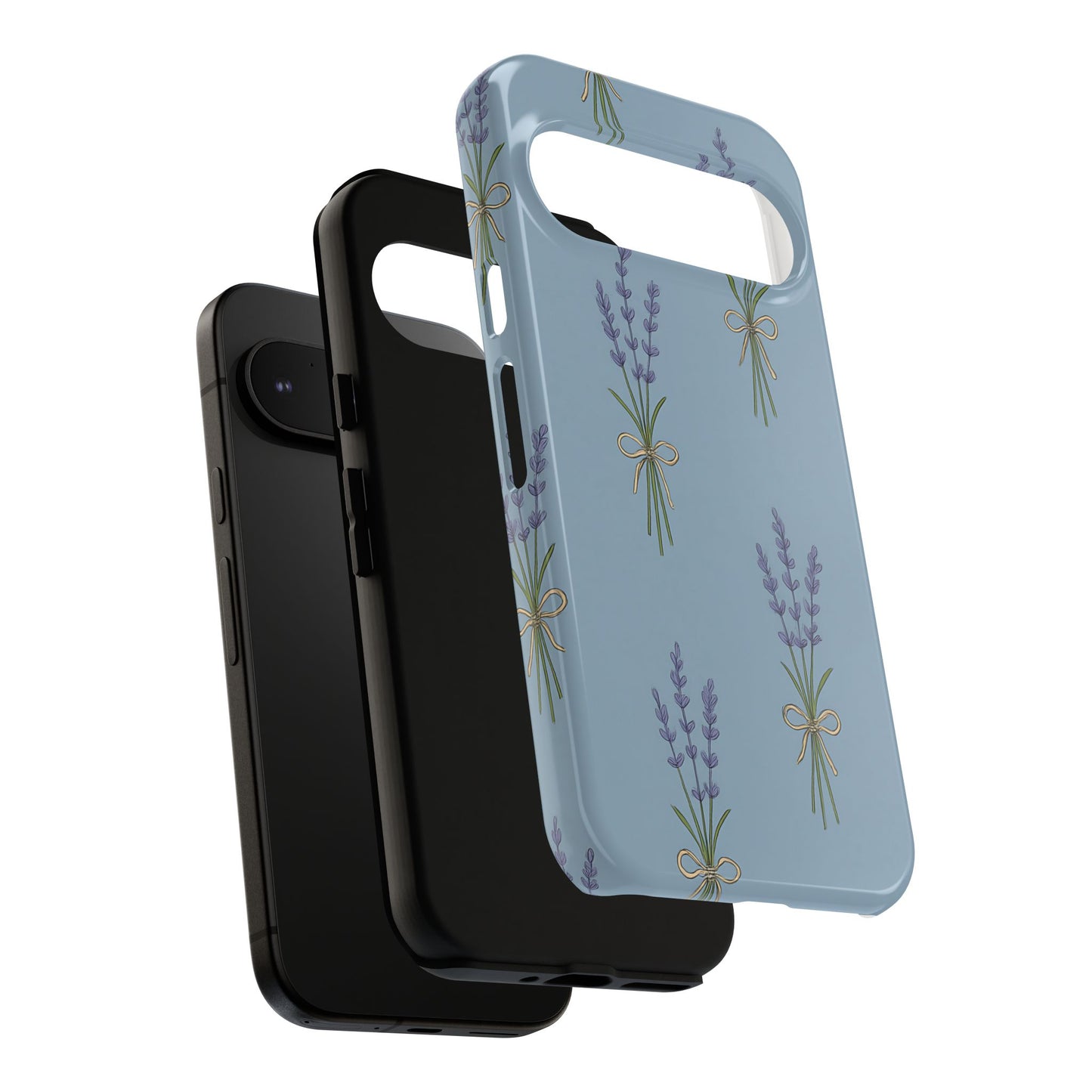 Lavender Bundle Phone Case – Blue Botanical Floral Print with 3D Wrap Design